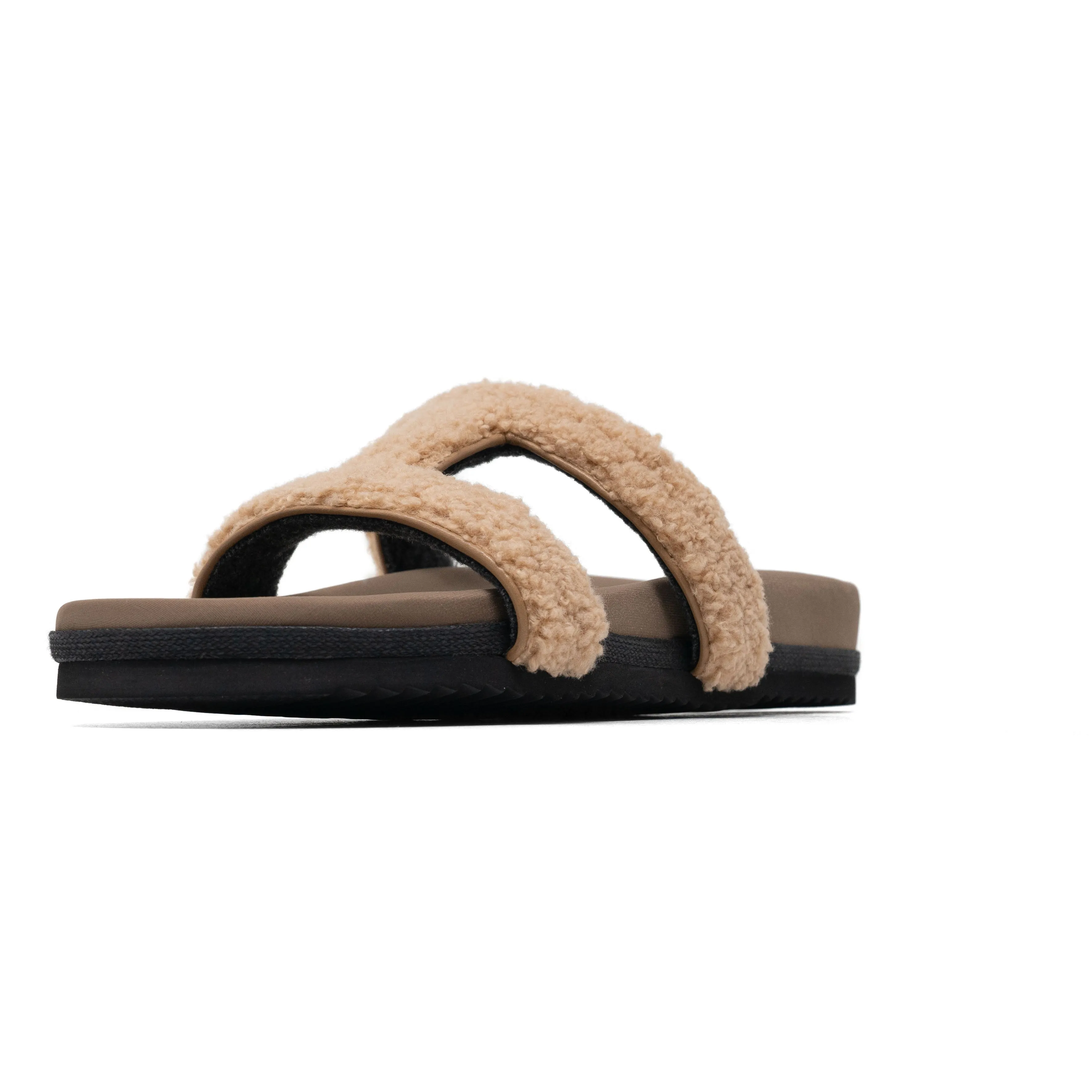 ROAM FUZZY CUFFS SANDAL BEIGE FAUX SHEARLING