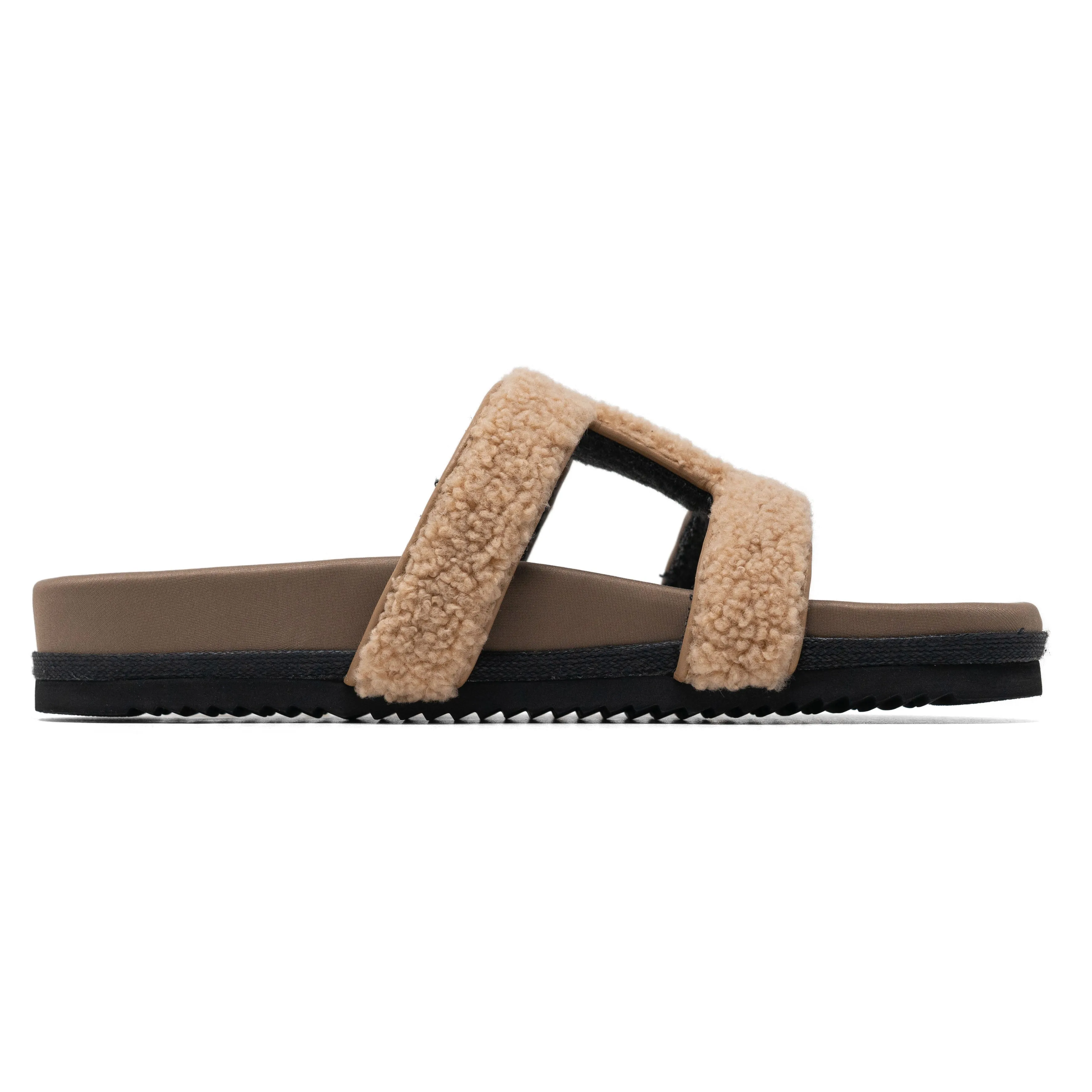 ROAM FUZZY CUFFS SANDAL BEIGE FAUX SHEARLING