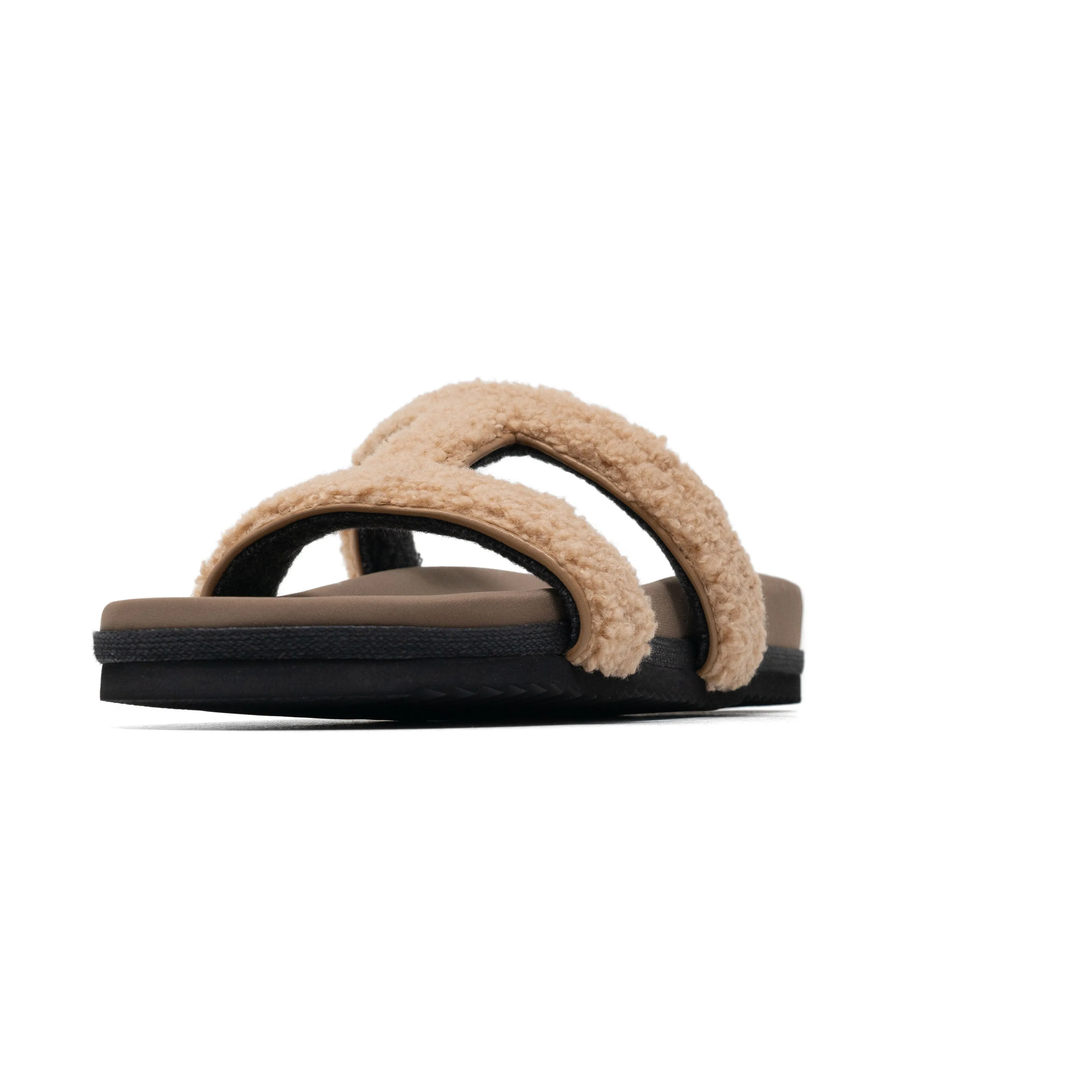 ROAM FUZZY CUFFS SANDAL BEIGE FAUX SHEARLING