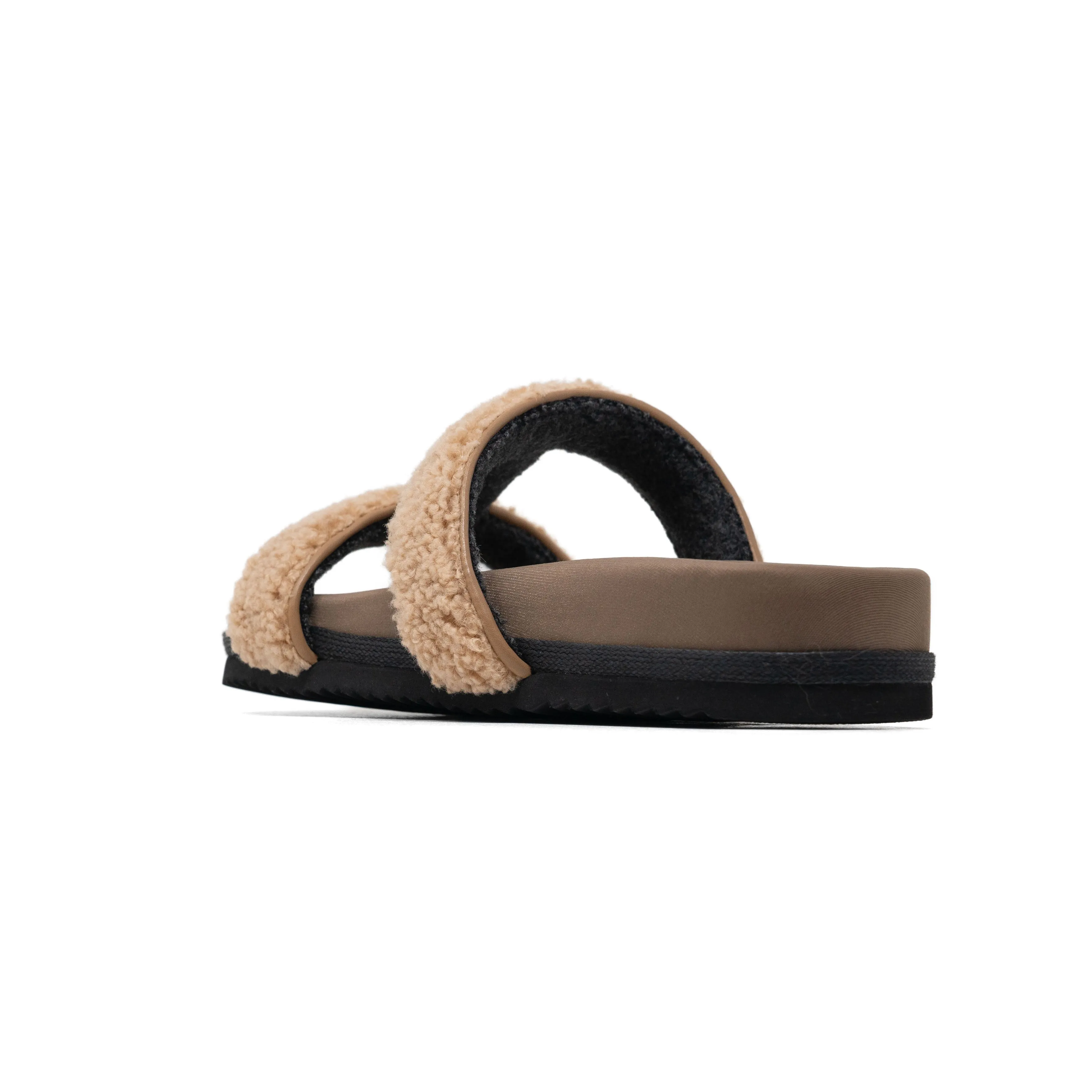 ROAM FUZZY CUFFS SANDAL BEIGE FAUX SHEARLING