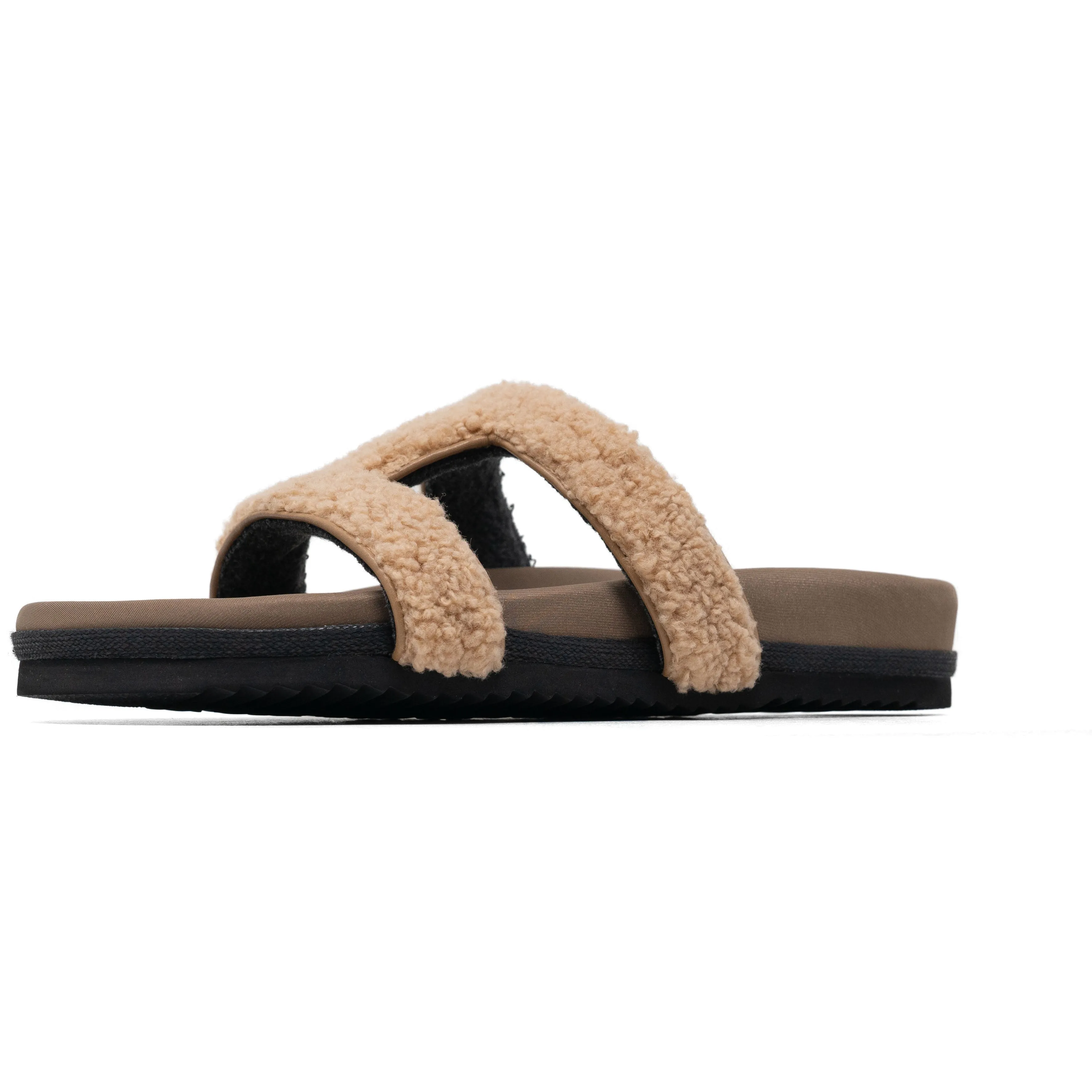 ROAM FUZZY CUFFS SANDAL BEIGE FAUX SHEARLING