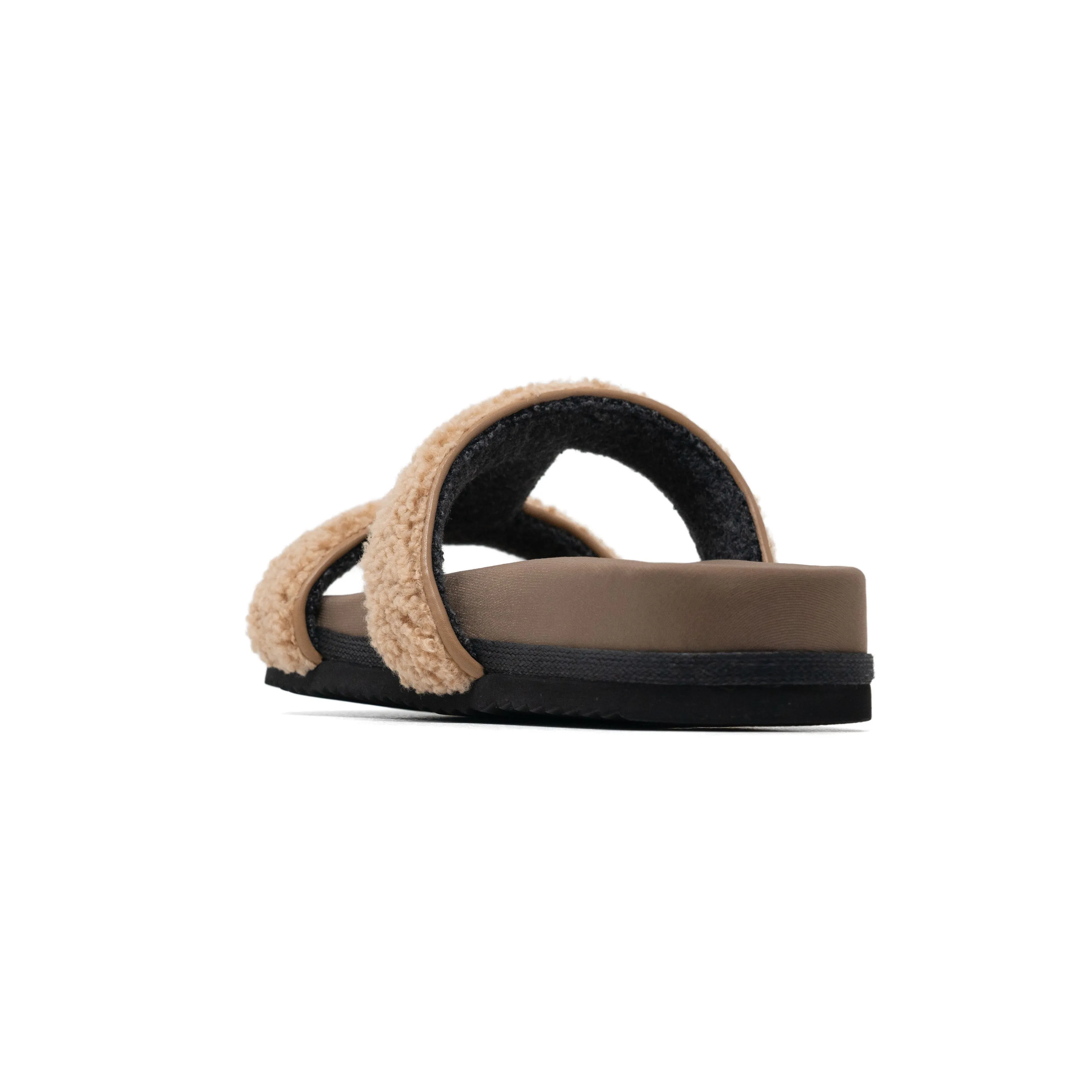 ROAM FUZZY CUFFS SANDAL BEIGE FAUX SHEARLING