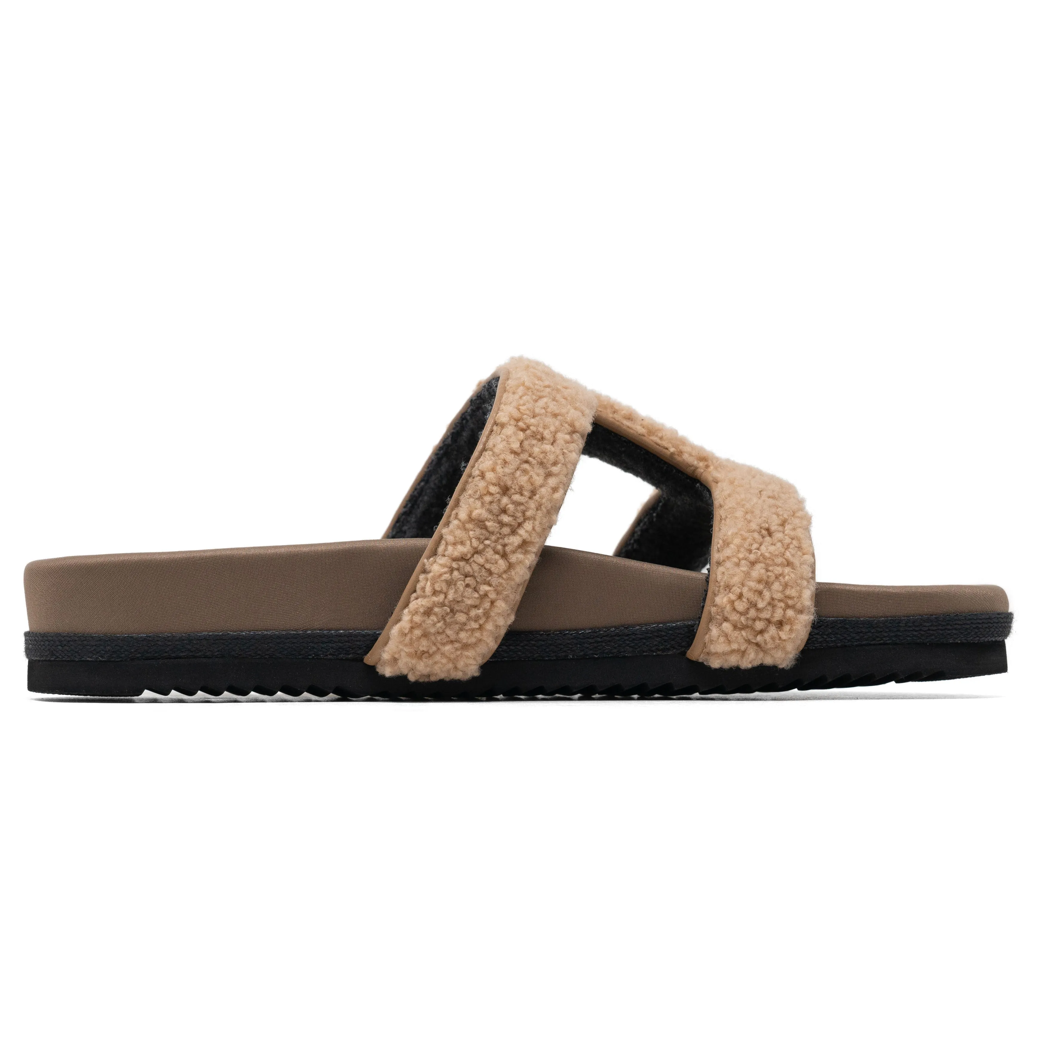 ROAM FUZZY CUFFS SANDAL BEIGE FAUX SHEARLING