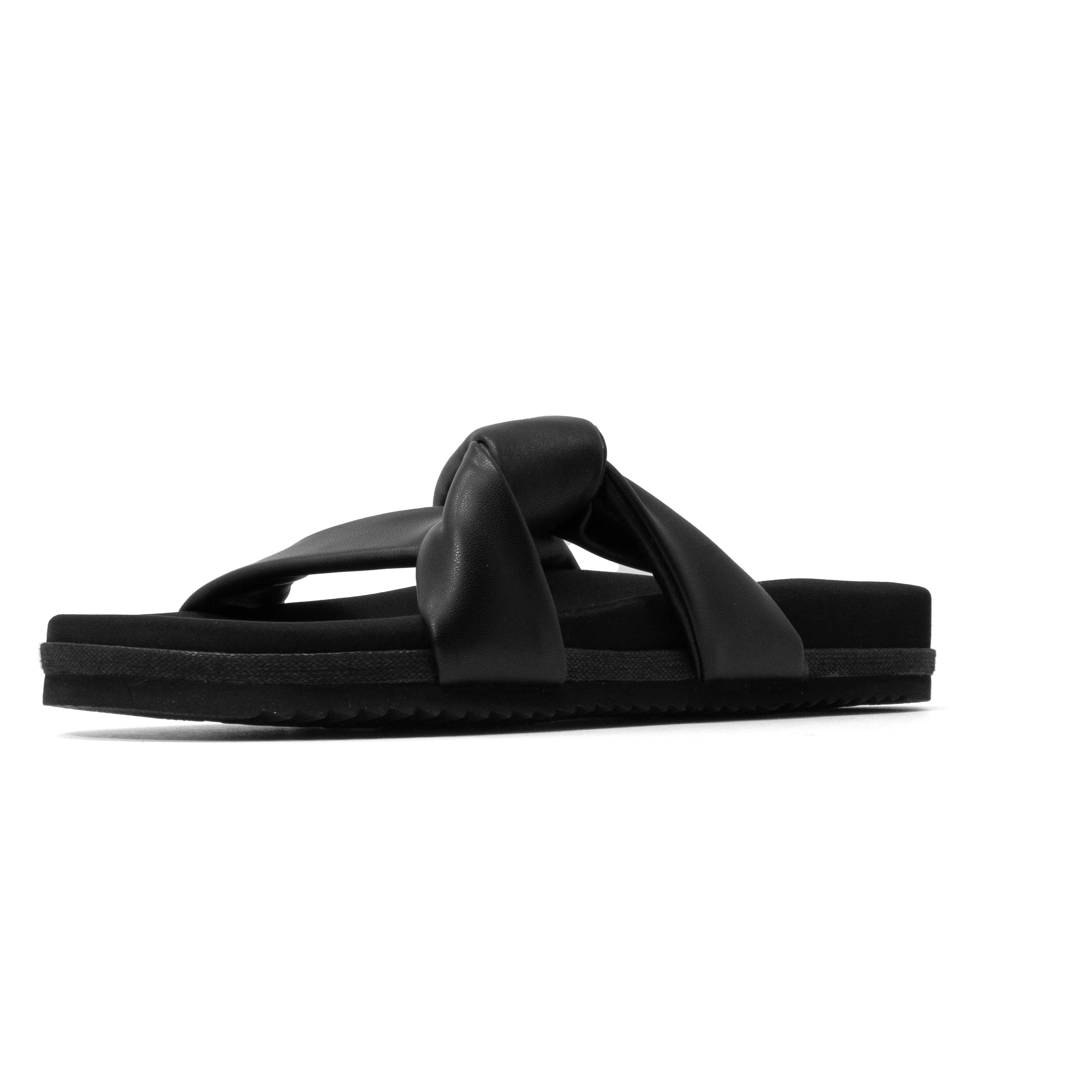ROAM SIDE SLIP SANDAL BLACK VEGAN LEATHER