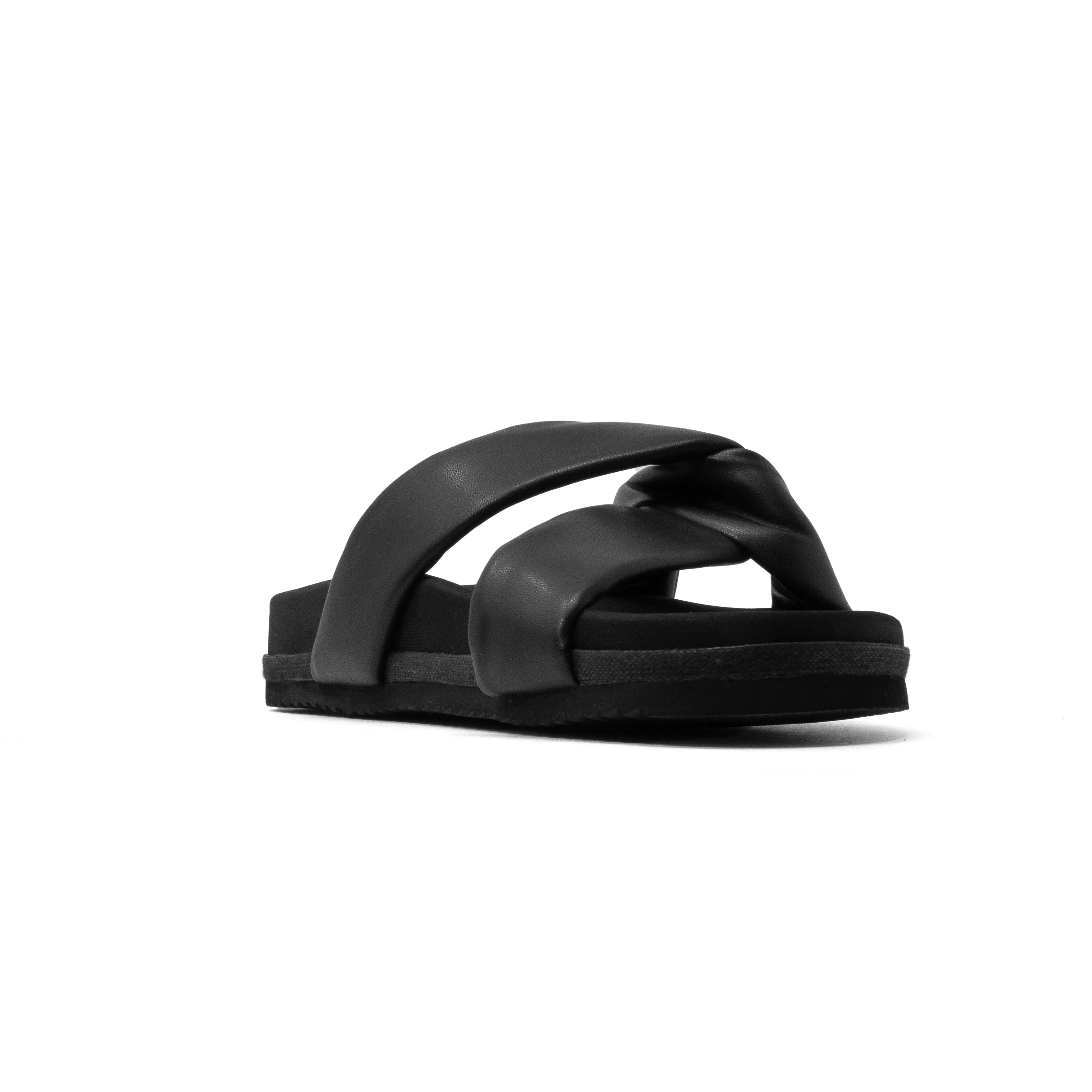 ROAM SIDE SLIP SANDAL BLACK VEGAN LEATHER