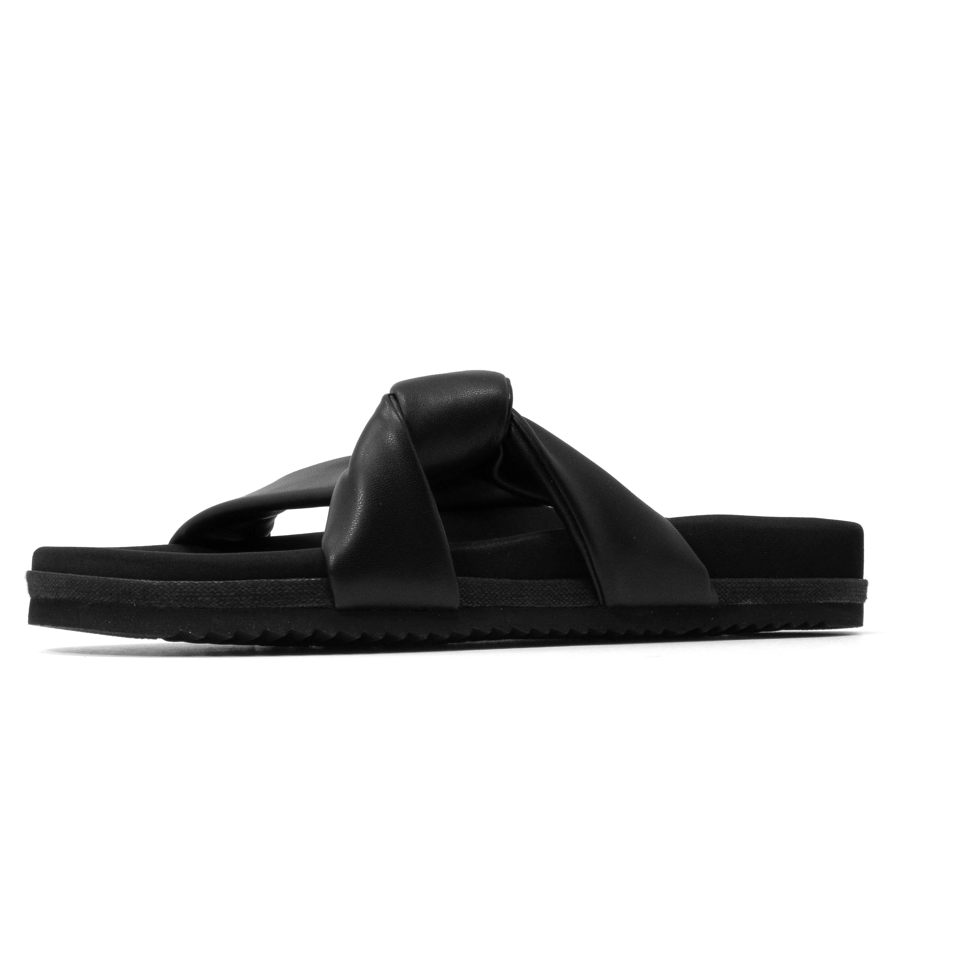 ROAM SIDE SLIP SANDAL BLACK VEGAN LEATHER