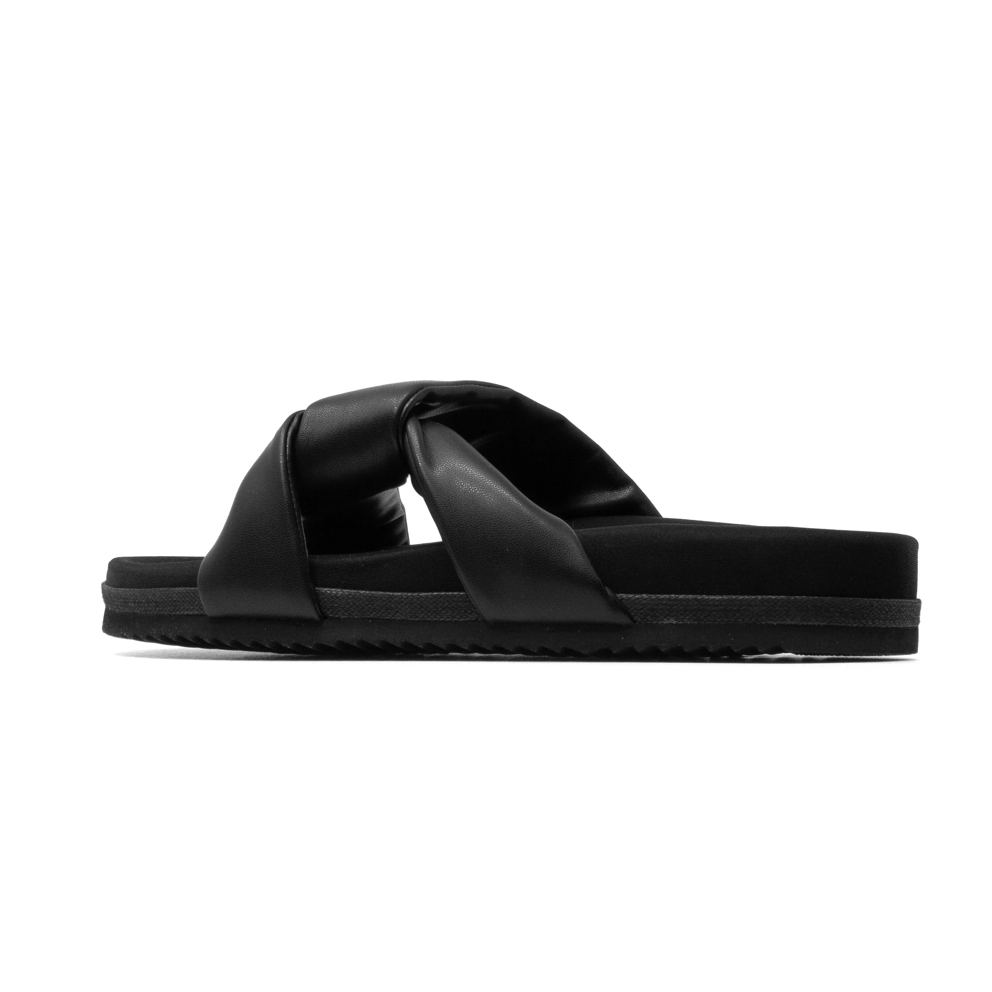 ROAM SIDE SLIP SANDAL BLACK VEGAN LEATHER