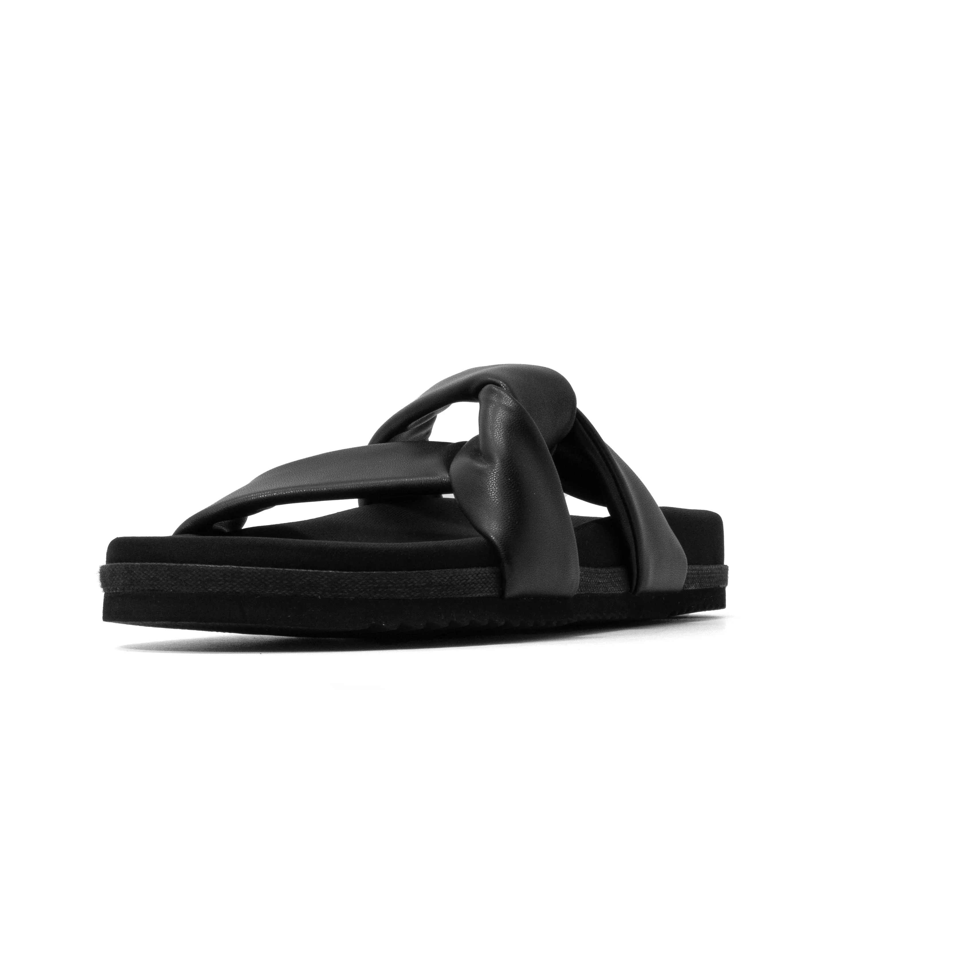 ROAM SIDE SLIP SANDAL BLACK VEGAN LEATHER