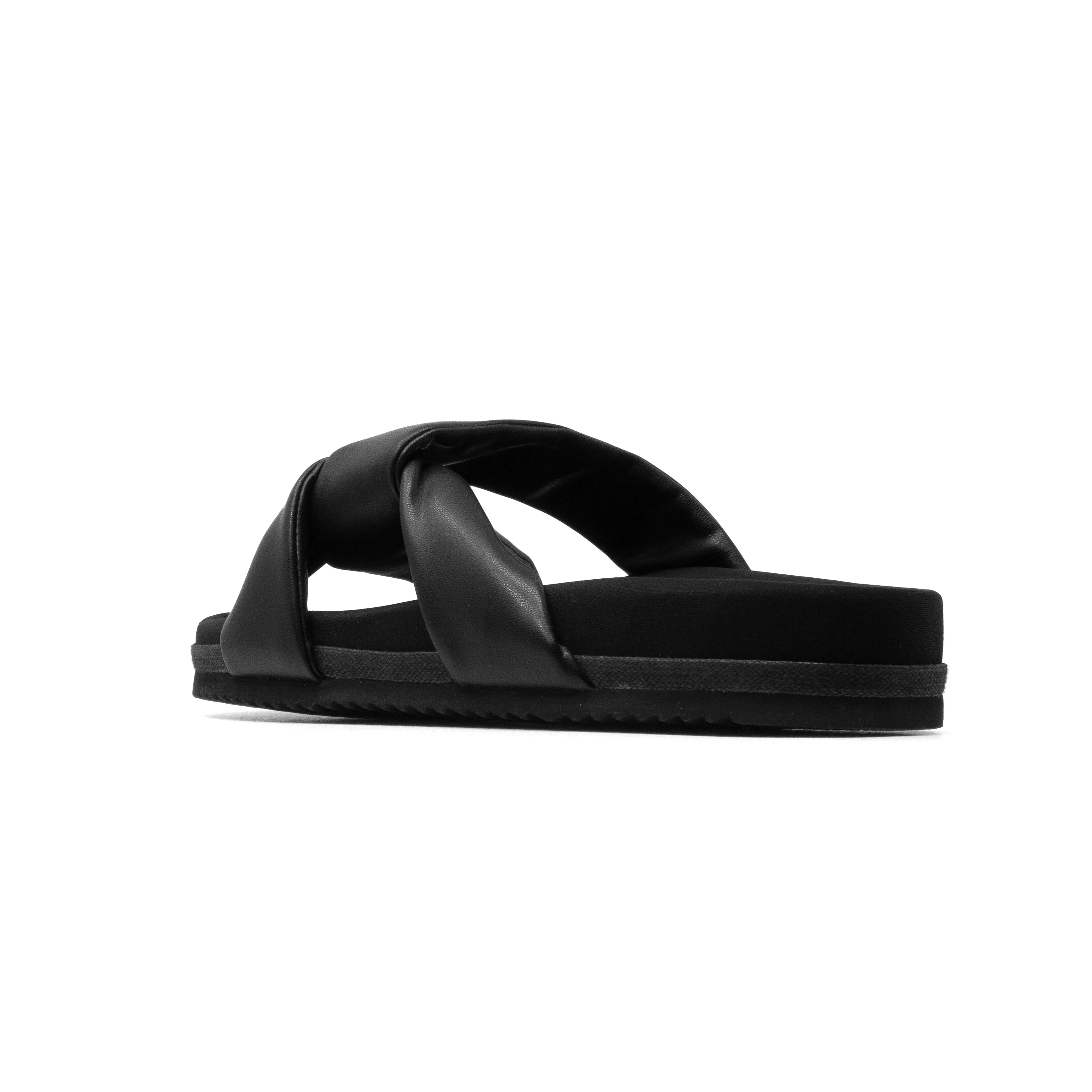 ROAM SIDE SLIP SANDAL BLACK VEGAN LEATHER