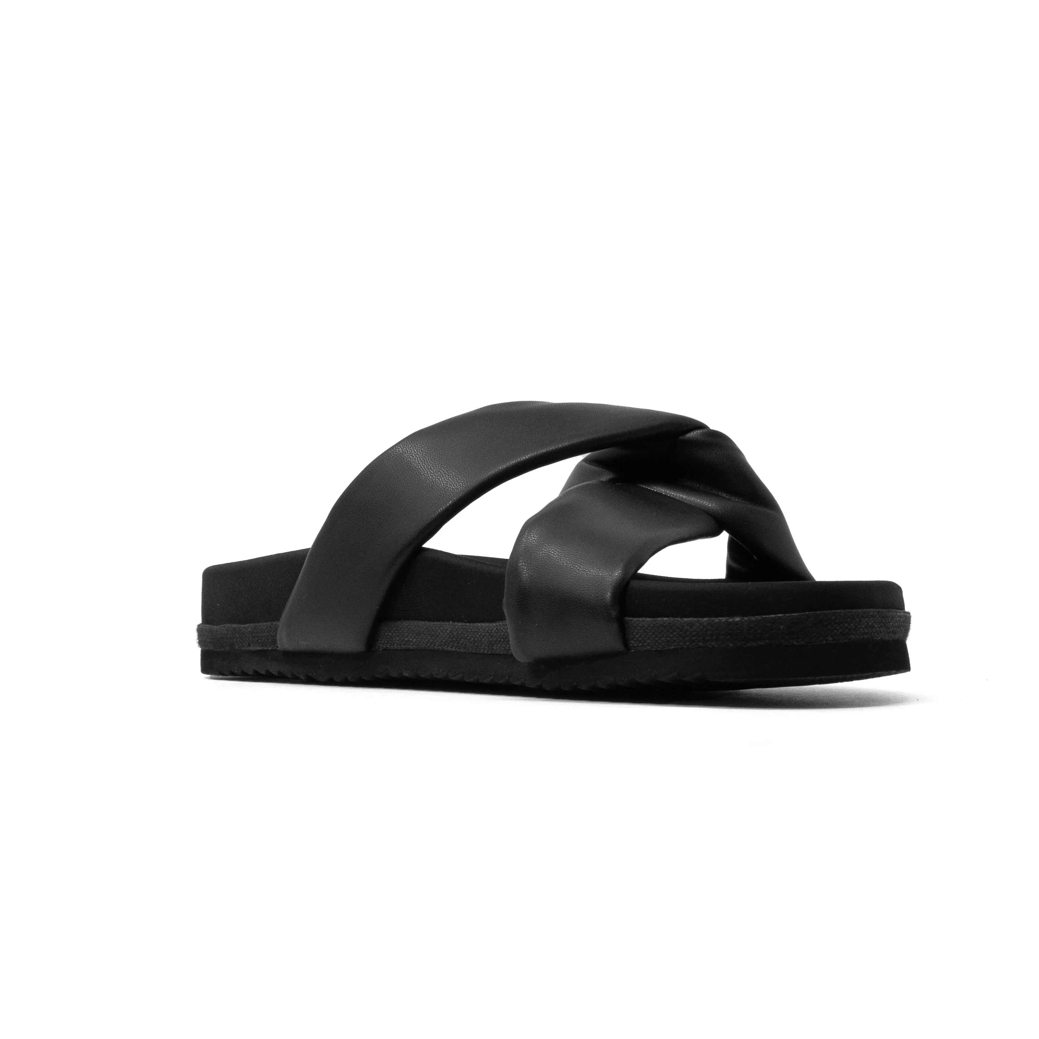 ROAM SIDE SLIP SANDAL BLACK VEGAN LEATHER