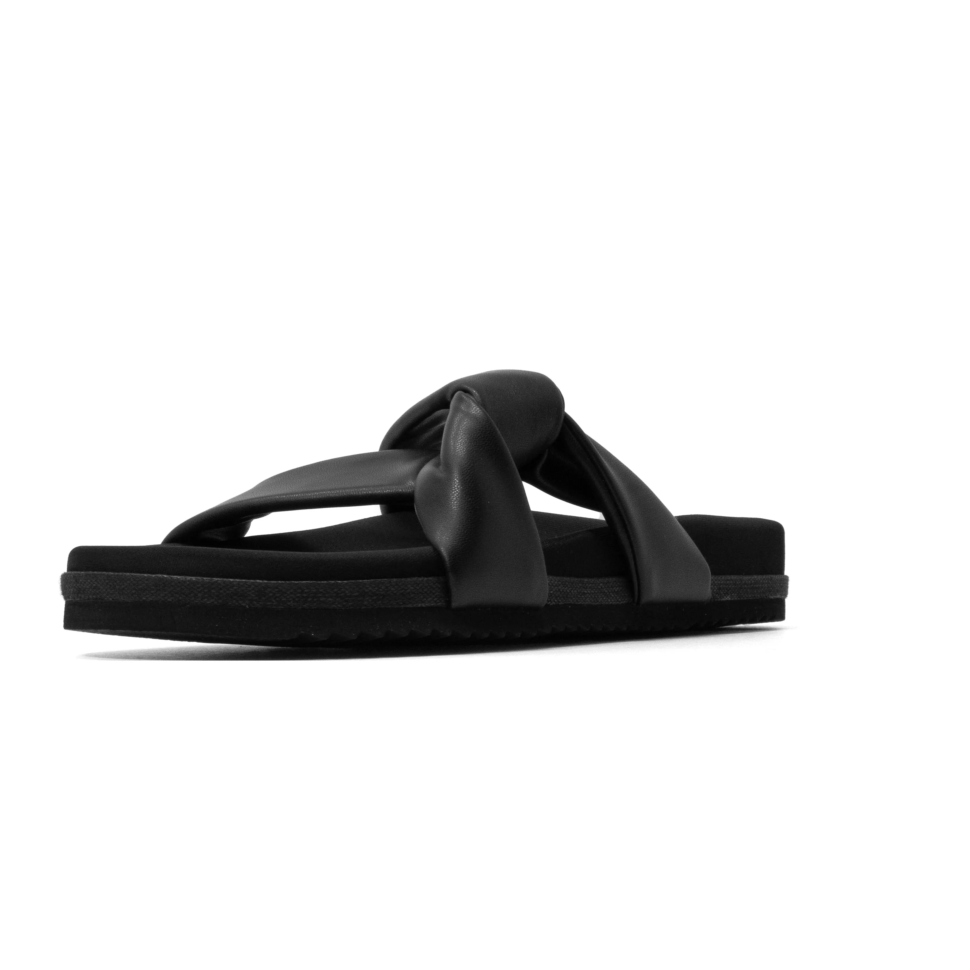 ROAM SIDE SLIP SANDAL BLACK VEGAN LEATHER