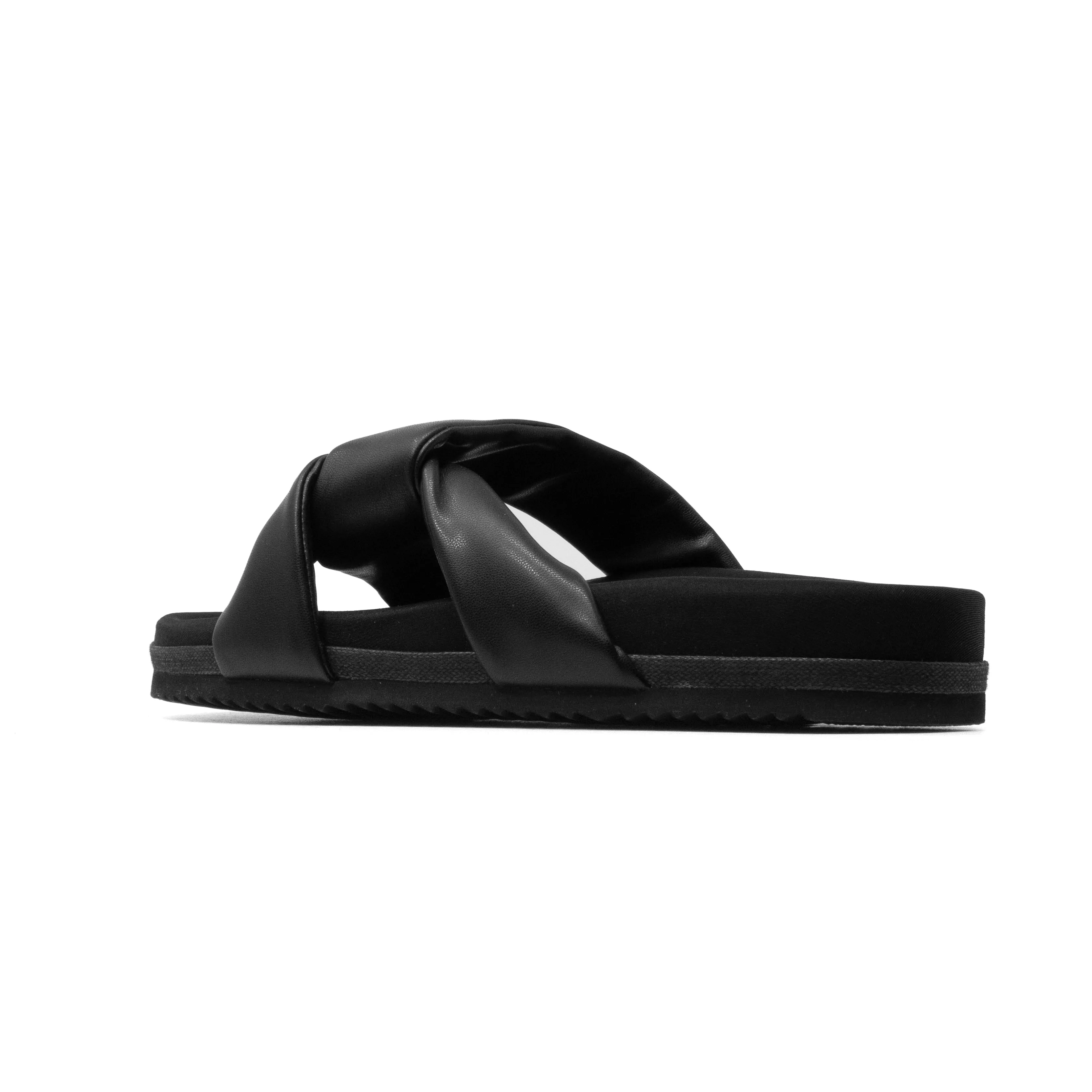 ROAM SIDE SLIP SANDAL BLACK VEGAN LEATHER