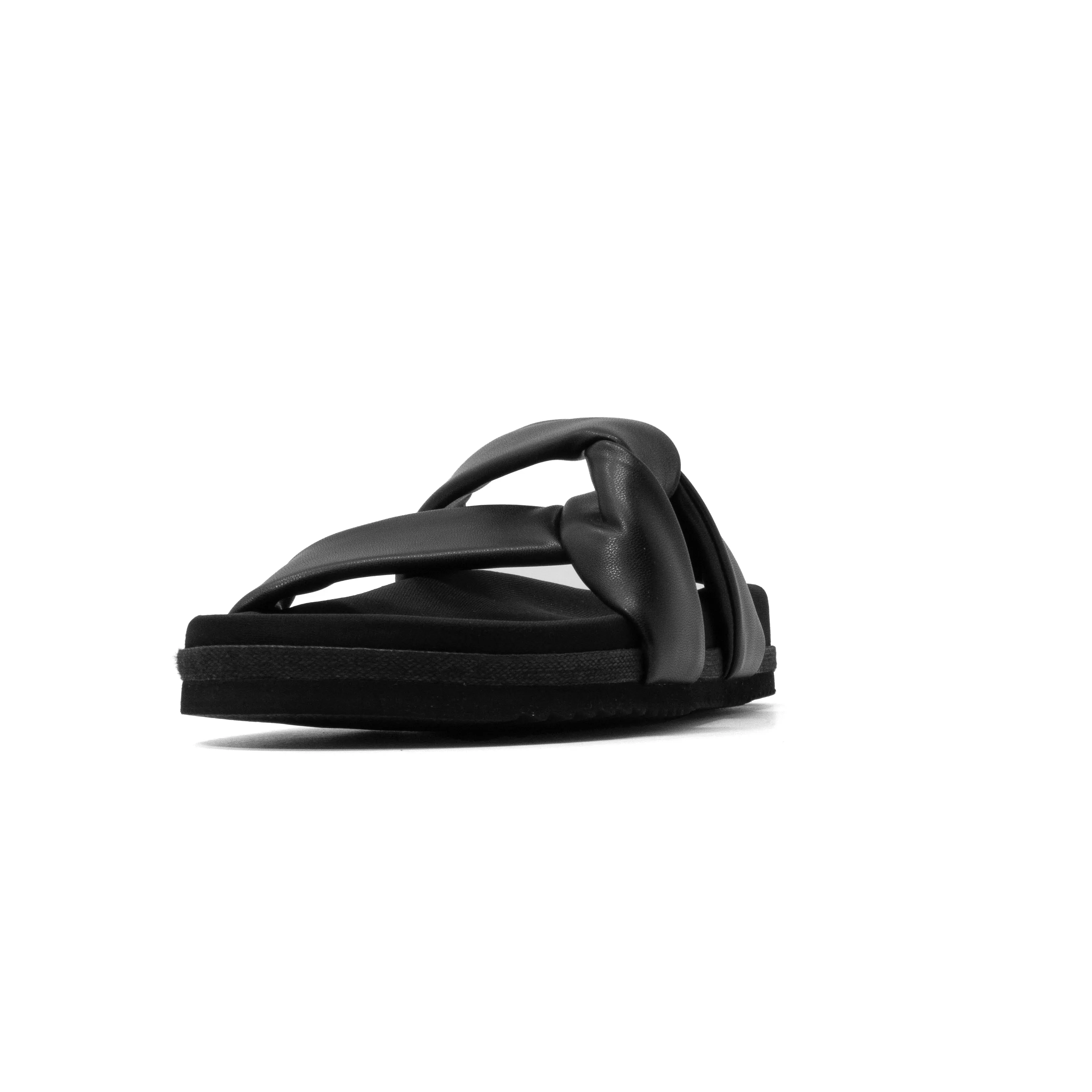 ROAM SIDE SLIP SANDAL BLACK VEGAN LEATHER