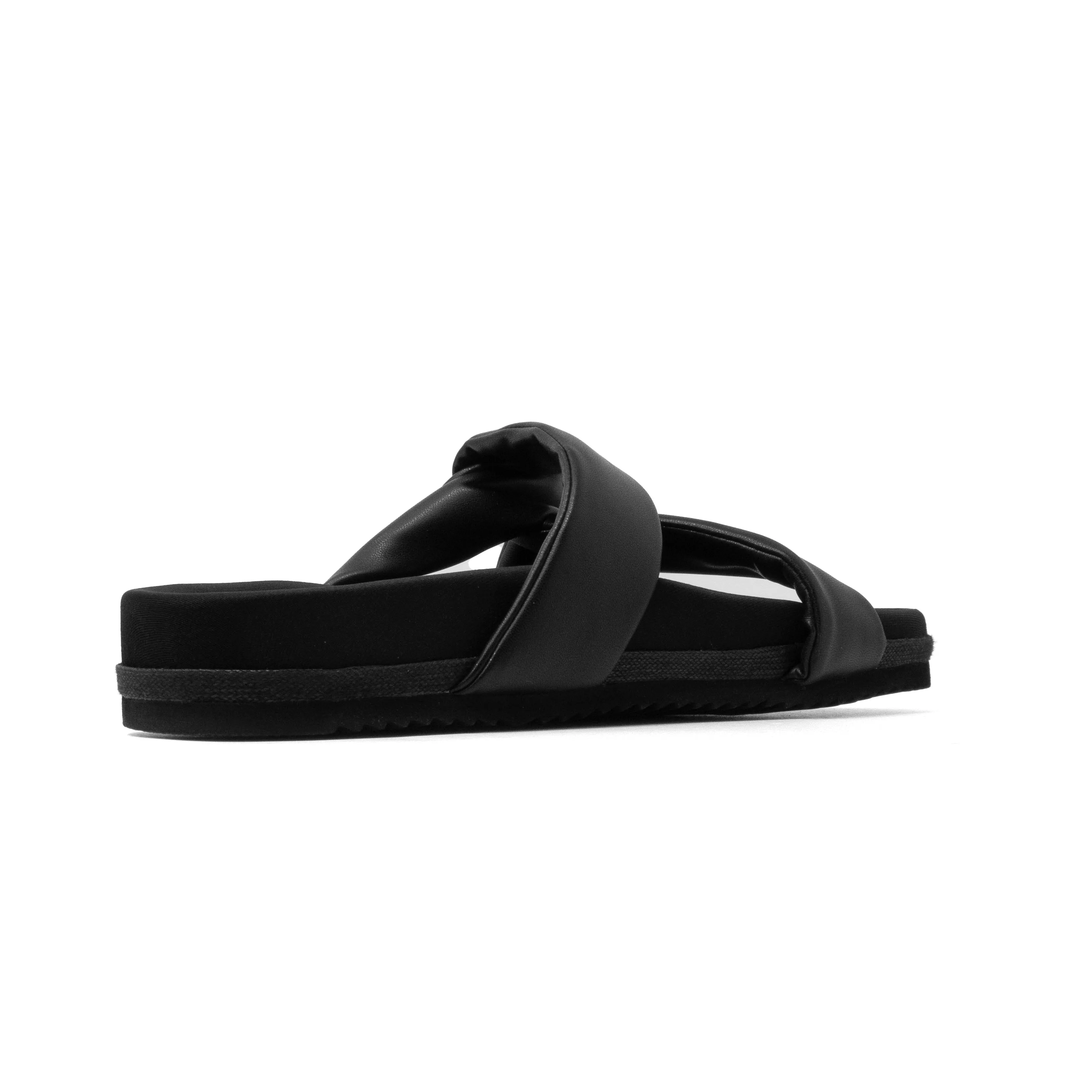ROAM SIDE SLIP SANDAL BLACK VEGAN LEATHER