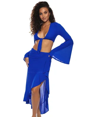Ruffle High Lo Slit Skirt ::RET