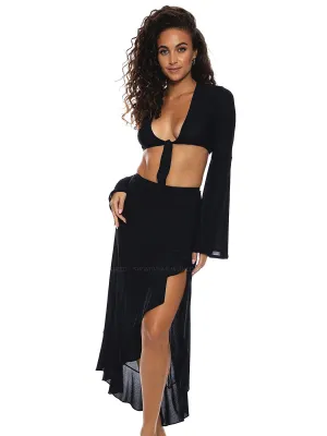 Ruffle High Lo Slit Skirt