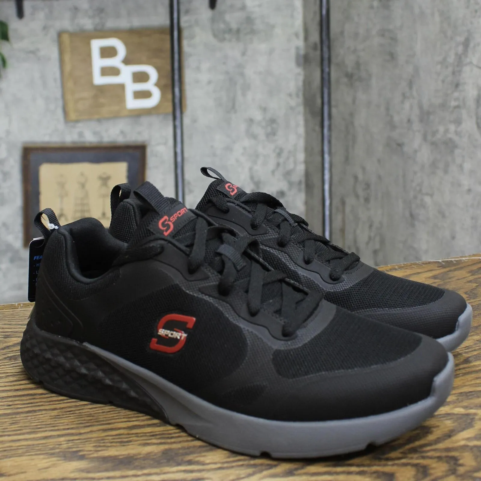 S Sport By Skechers Mens Lace Up Low Top Troy Sneakers Black / Maroon 10