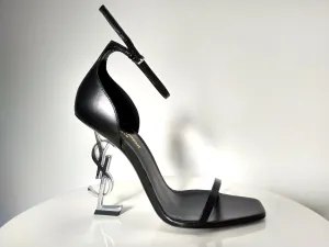 Saint Laurent Black OPYUM Sandals - 4.3"