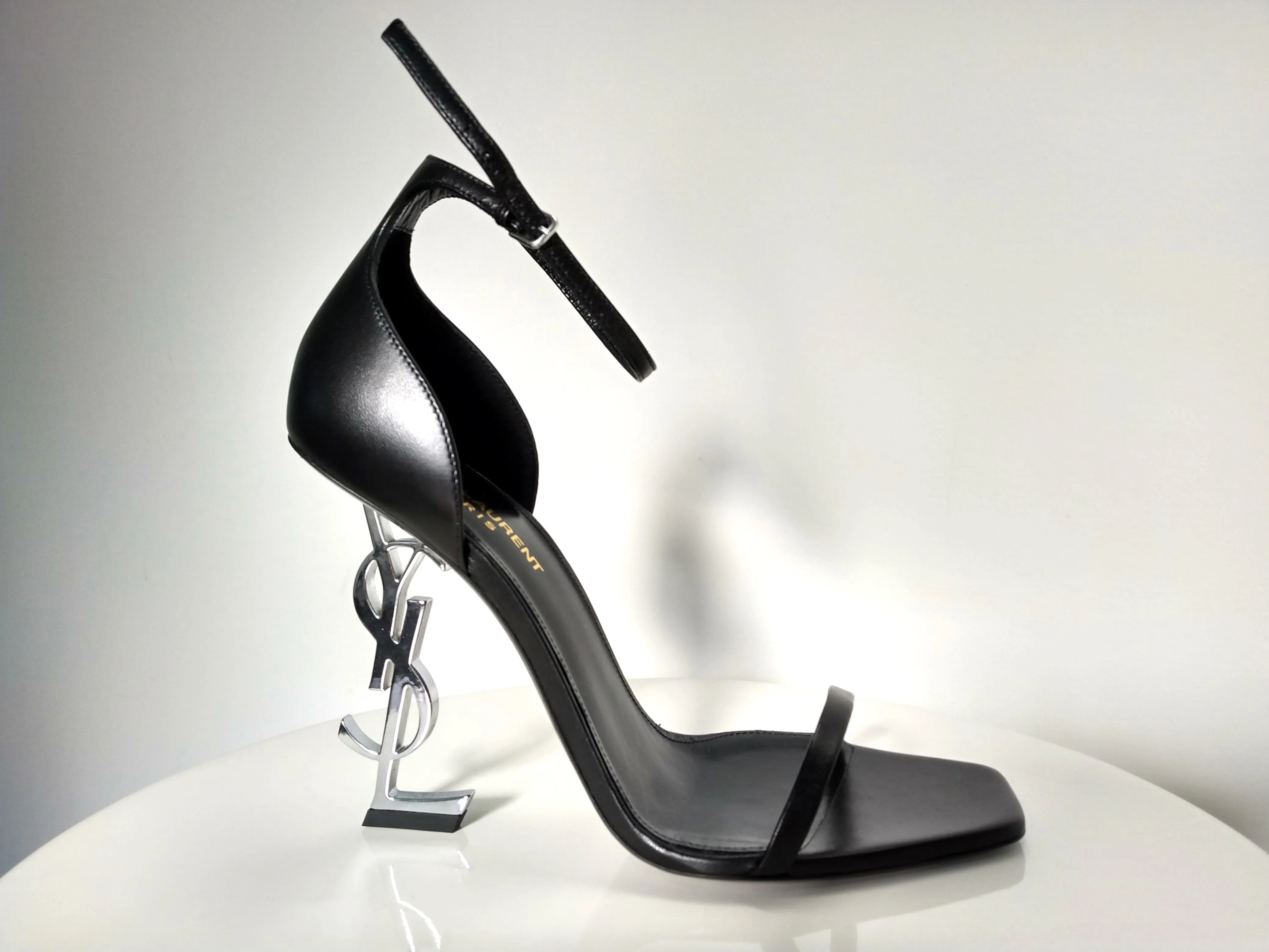 Saint Laurent Black OPYUM Sandals - 4.3"