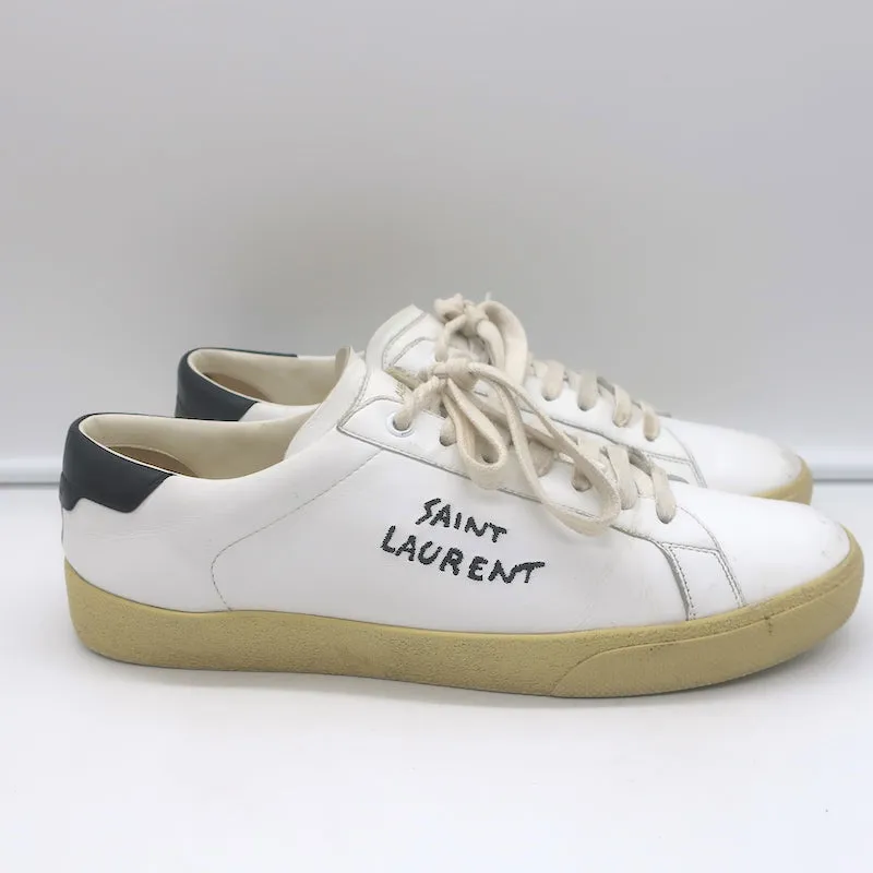 Saint Laurent Court Classic SL/06 Embroidered Low Top Sneakers White Size 40