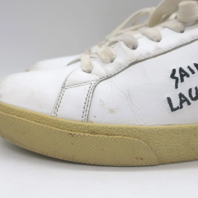 Saint Laurent Court Classic SL/06 Embroidered Low Top Sneakers White Size 40
