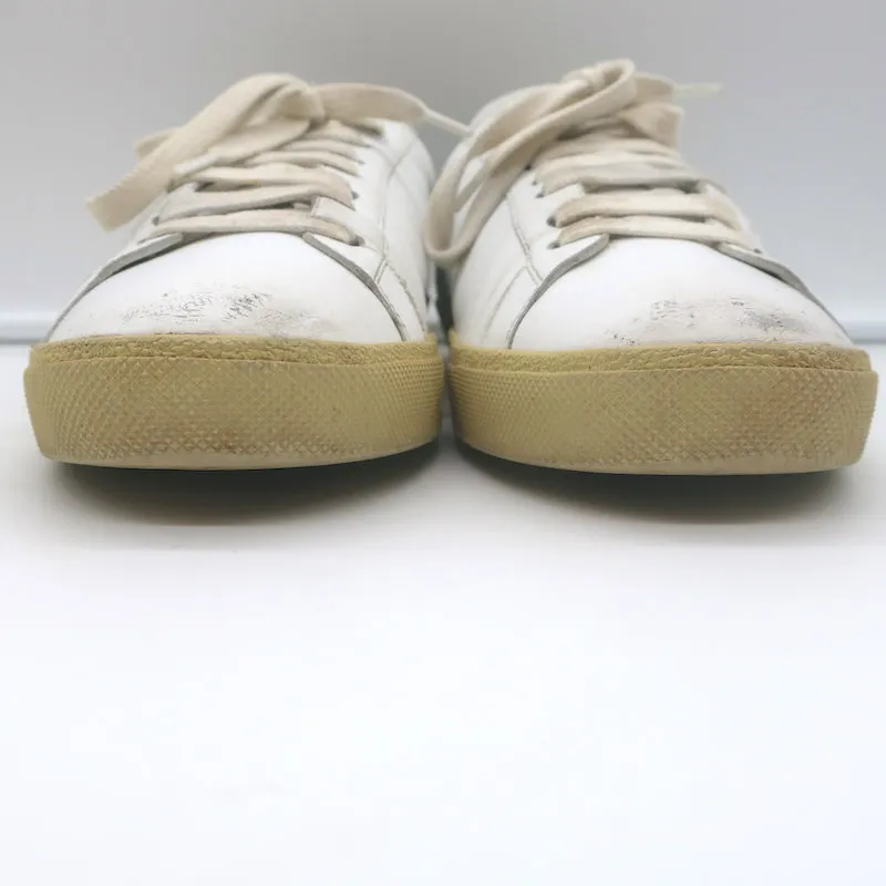 Saint Laurent Court Classic SL/06 Embroidered Low Top Sneakers White Size 40