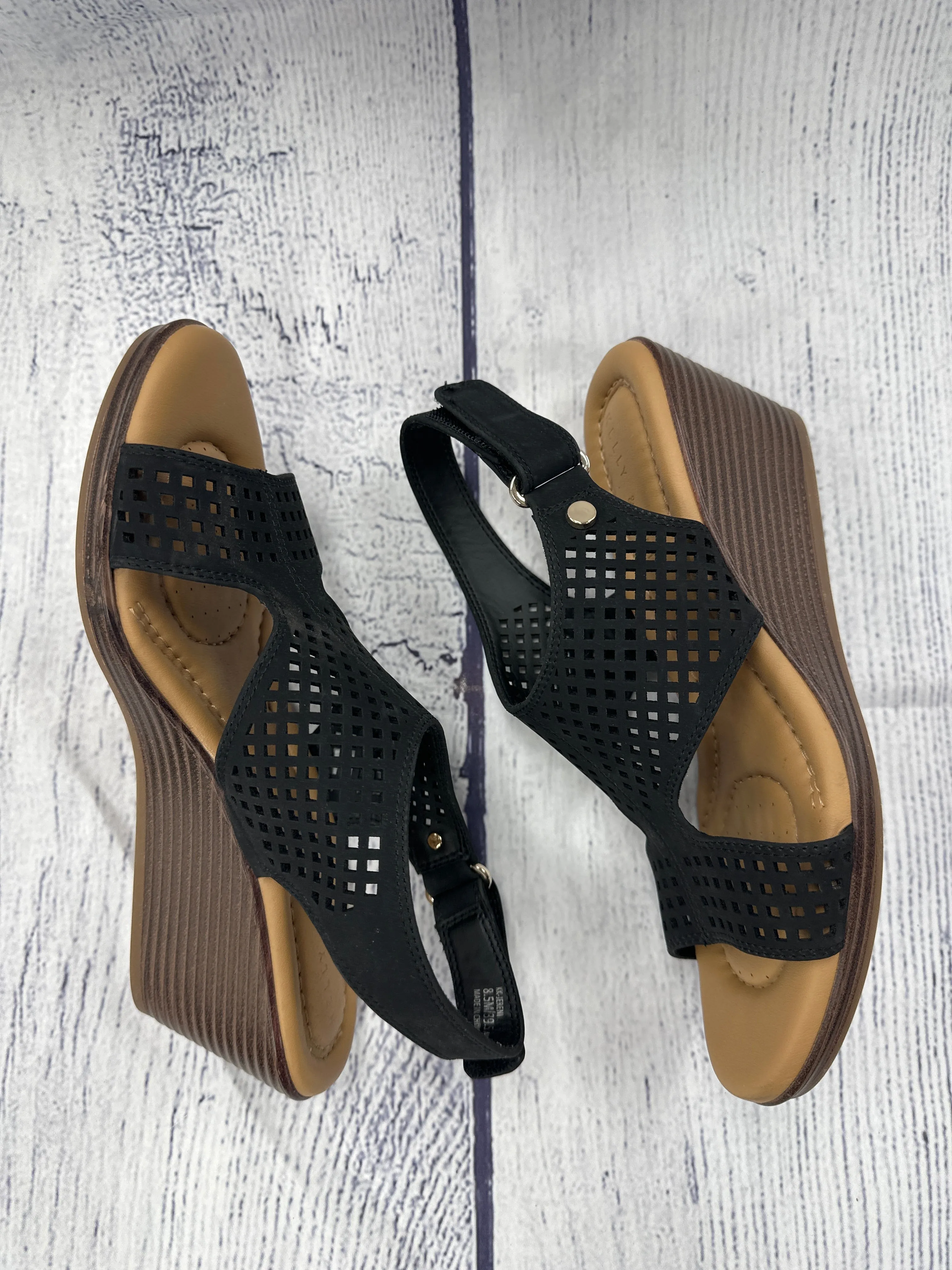 Sandals Heels Wedge By Kelly And Katie In Black, Size: 8.5