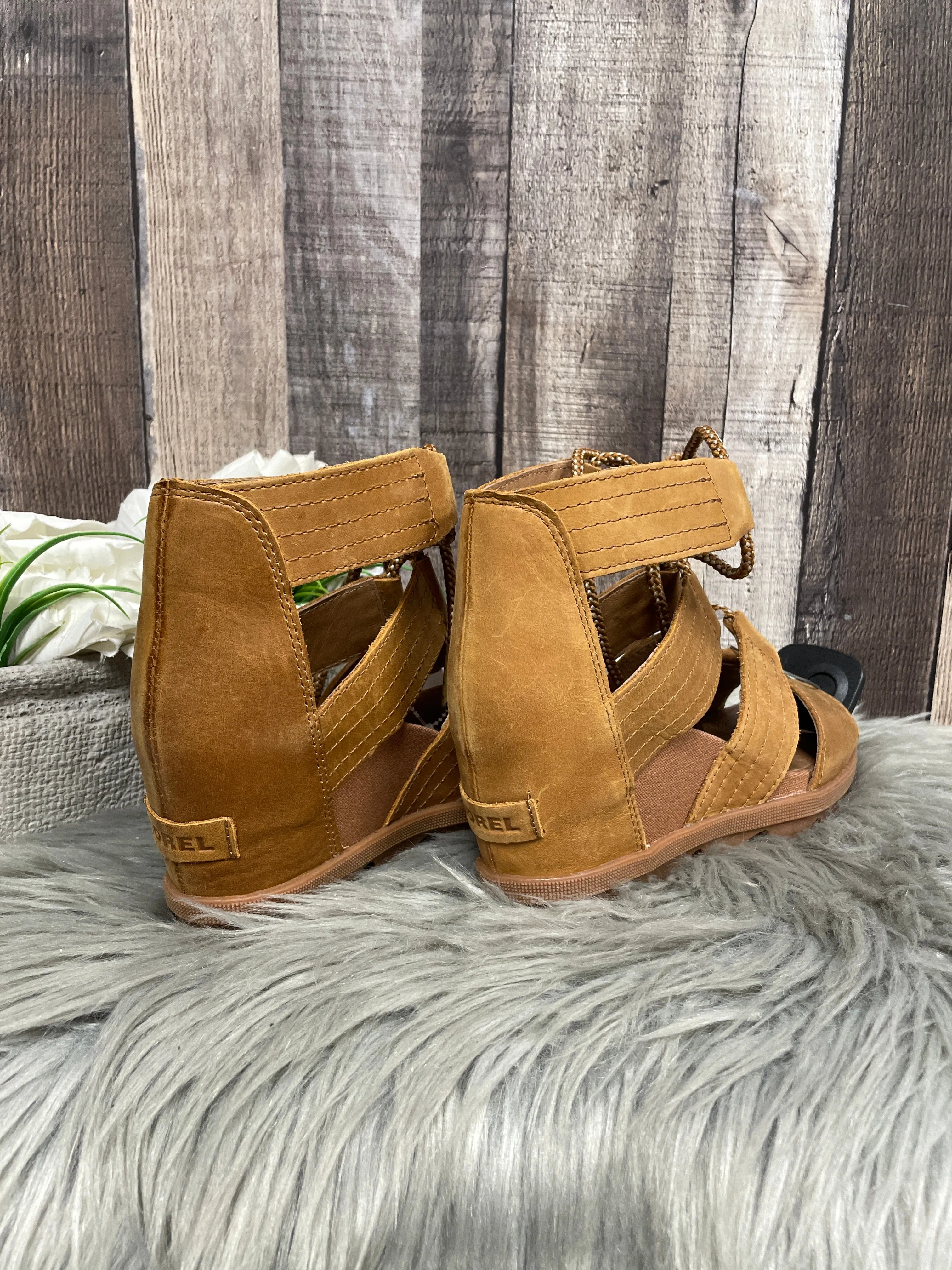 Sandals Heels Wedge By Sorel In Brown, Size: 7.5