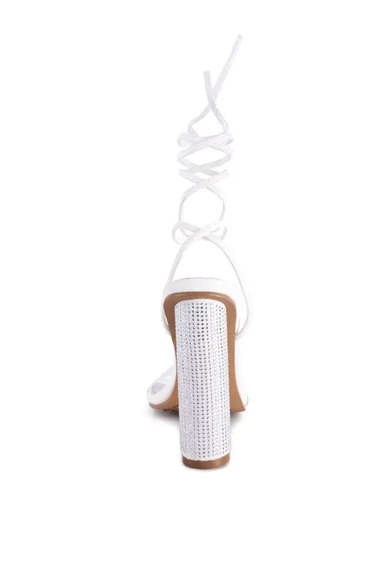 SCANSTA LACE UP DIAMANTE HIGH HEEL SANDAL