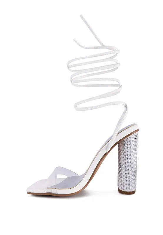 SCANSTA LACE UP DIAMANTE HIGH HEEL SANDAL