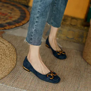 Simple Buckle Low Heel Flats