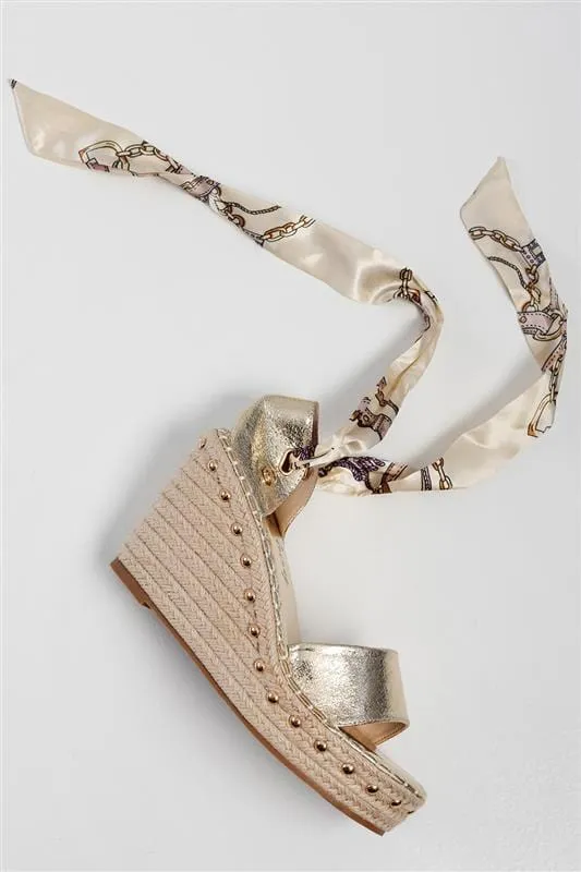 SissyBoy Spill The Tea Ladies Wedge Sandals Gold