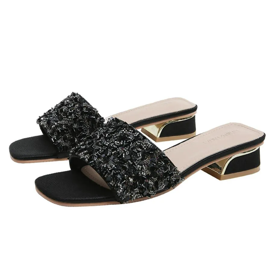 Small Square Toe Slip On Low Heels GS172