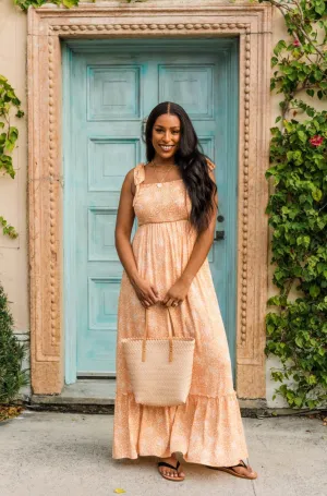 Smell The Hibiscus Floral Maxi Dress- Orange