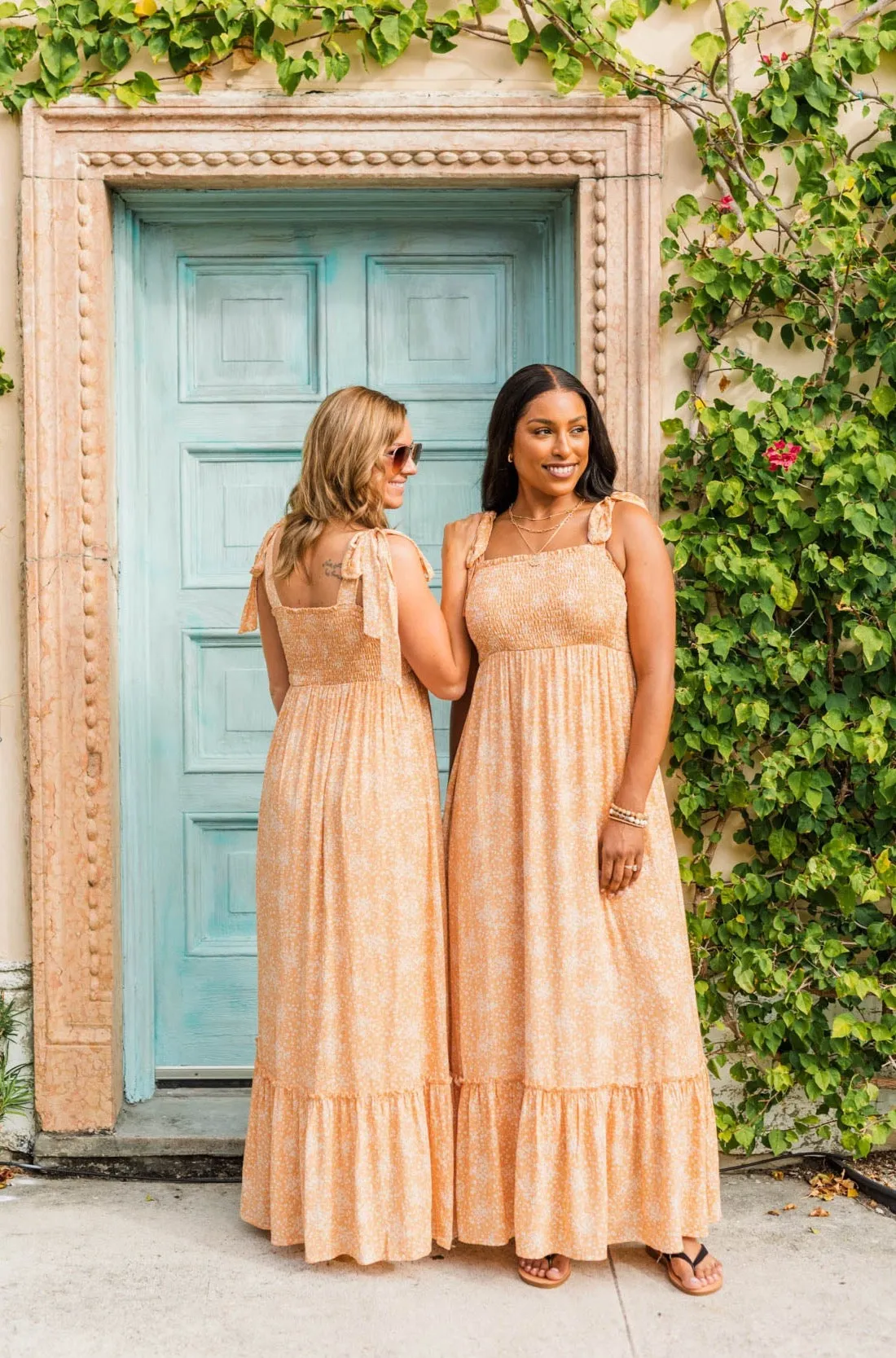 Smell The Hibiscus Floral Maxi Dress- Orange
