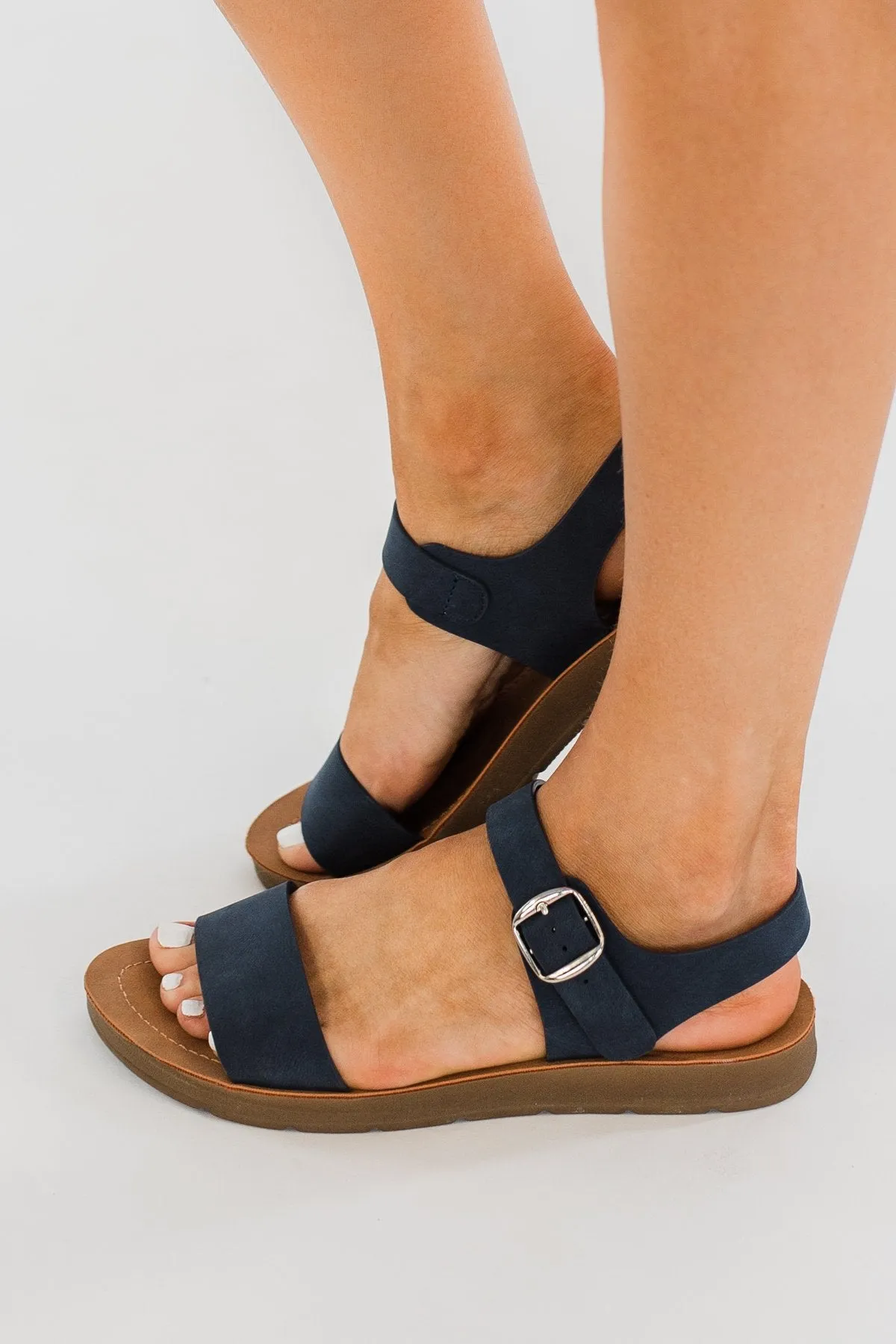 Soda Plenty Sandals- Navy
