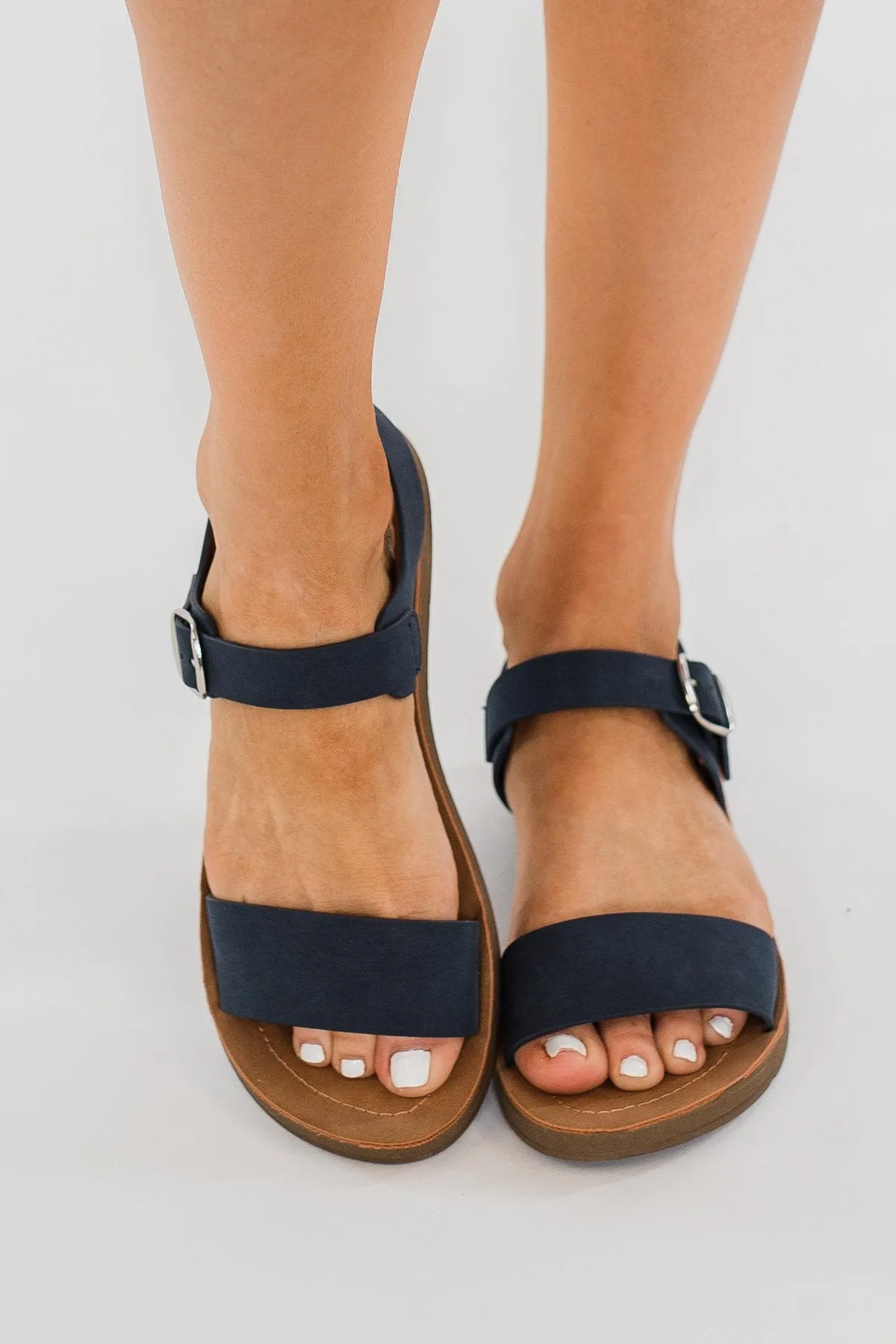 Soda Plenty Sandals- Navy