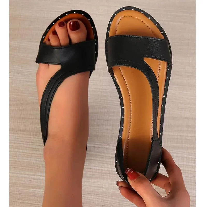 Solvia | Womens Sandals Slingback Low Wedge Heel Comfy Flat Shoes for Summer, Bunions & Holiday Wear