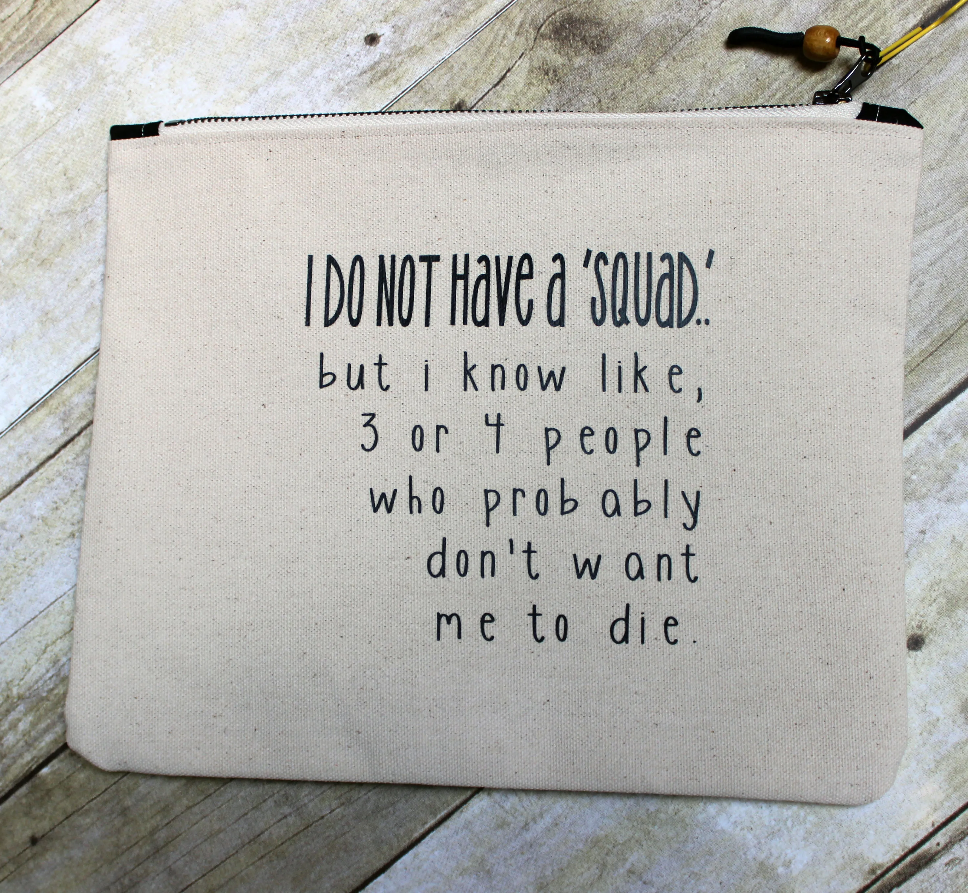 squad goals - zip money makeup bag
