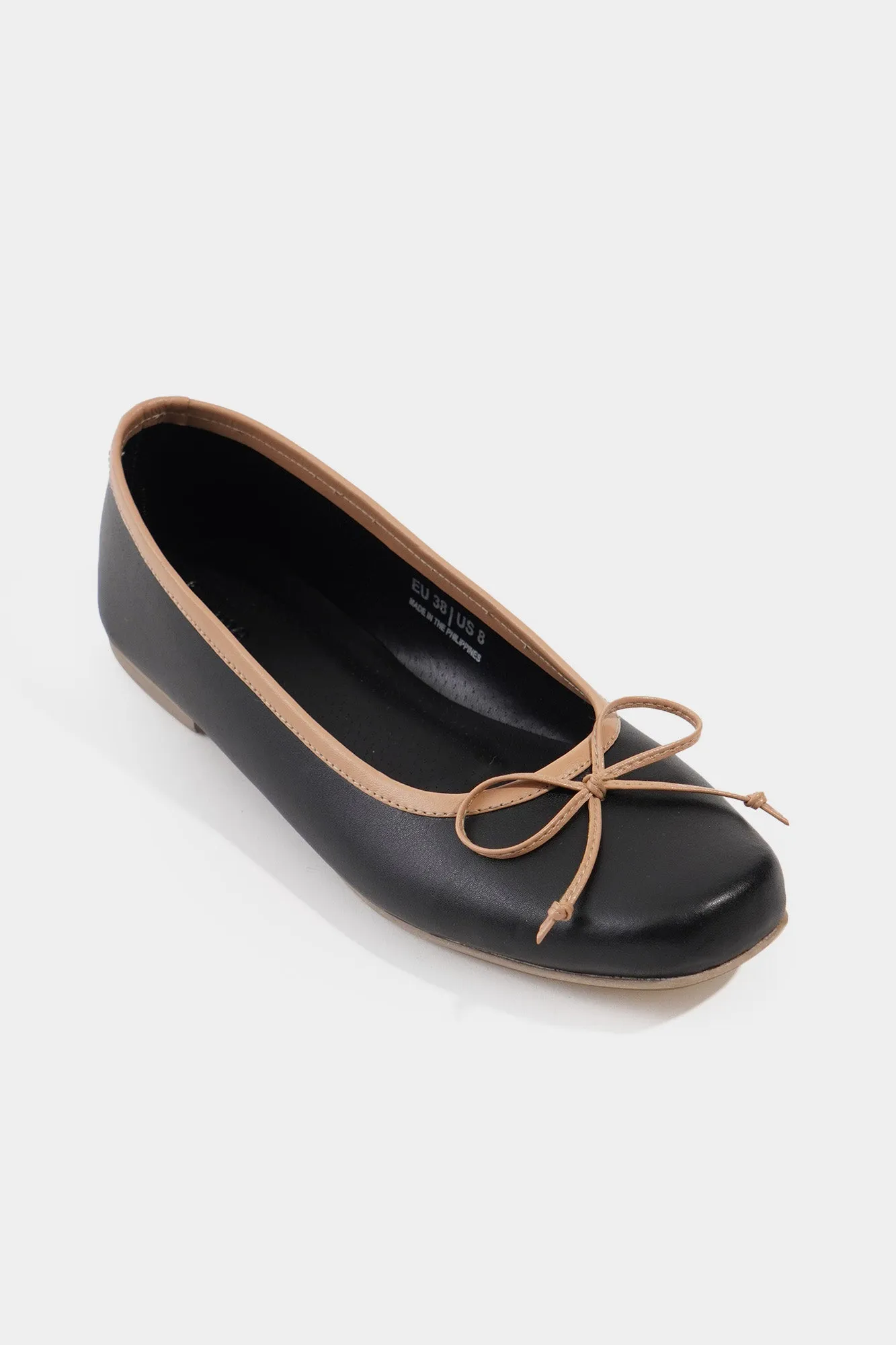 Square Toe Bow Ballerinas