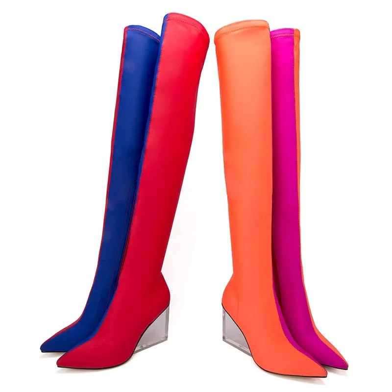 Stacchi Stretch Long Wedge Boots