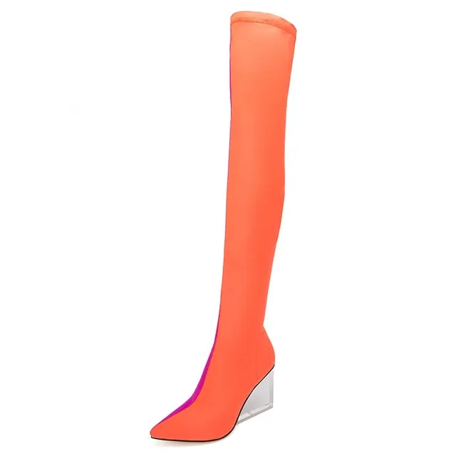 Stacchi Stretch Long Wedge Boots
