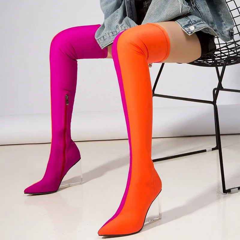 Stacchi Stretch Long Wedge Boots