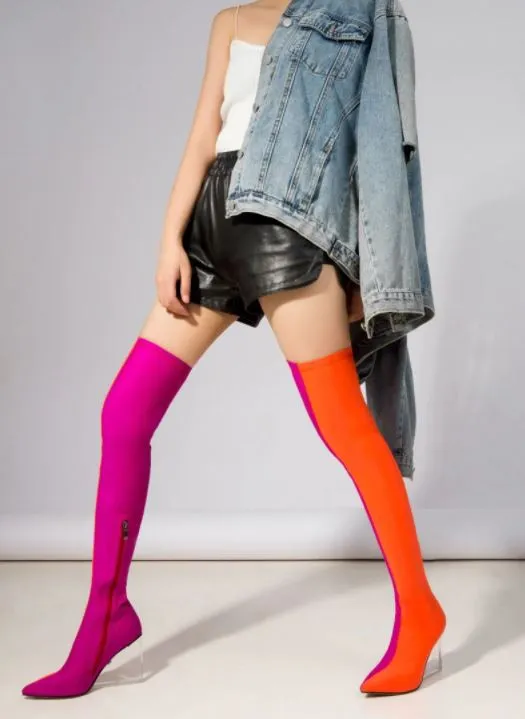 Stacchi Stretch Long Wedge Boots