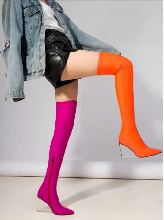 Stacchi Stretch Long Wedge Boots