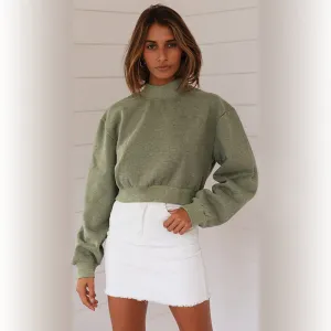 Standing Collar Long Sleeve Casual Wear Sweatshirt