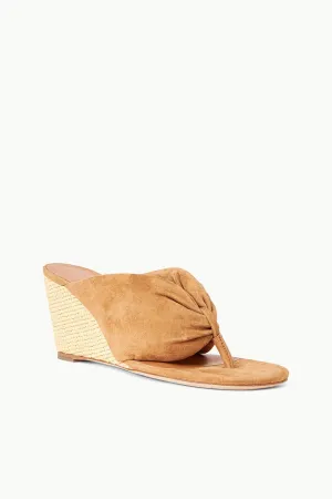 STAUD - Dahlia Suede Wedge - Cashew/Natural Raffia