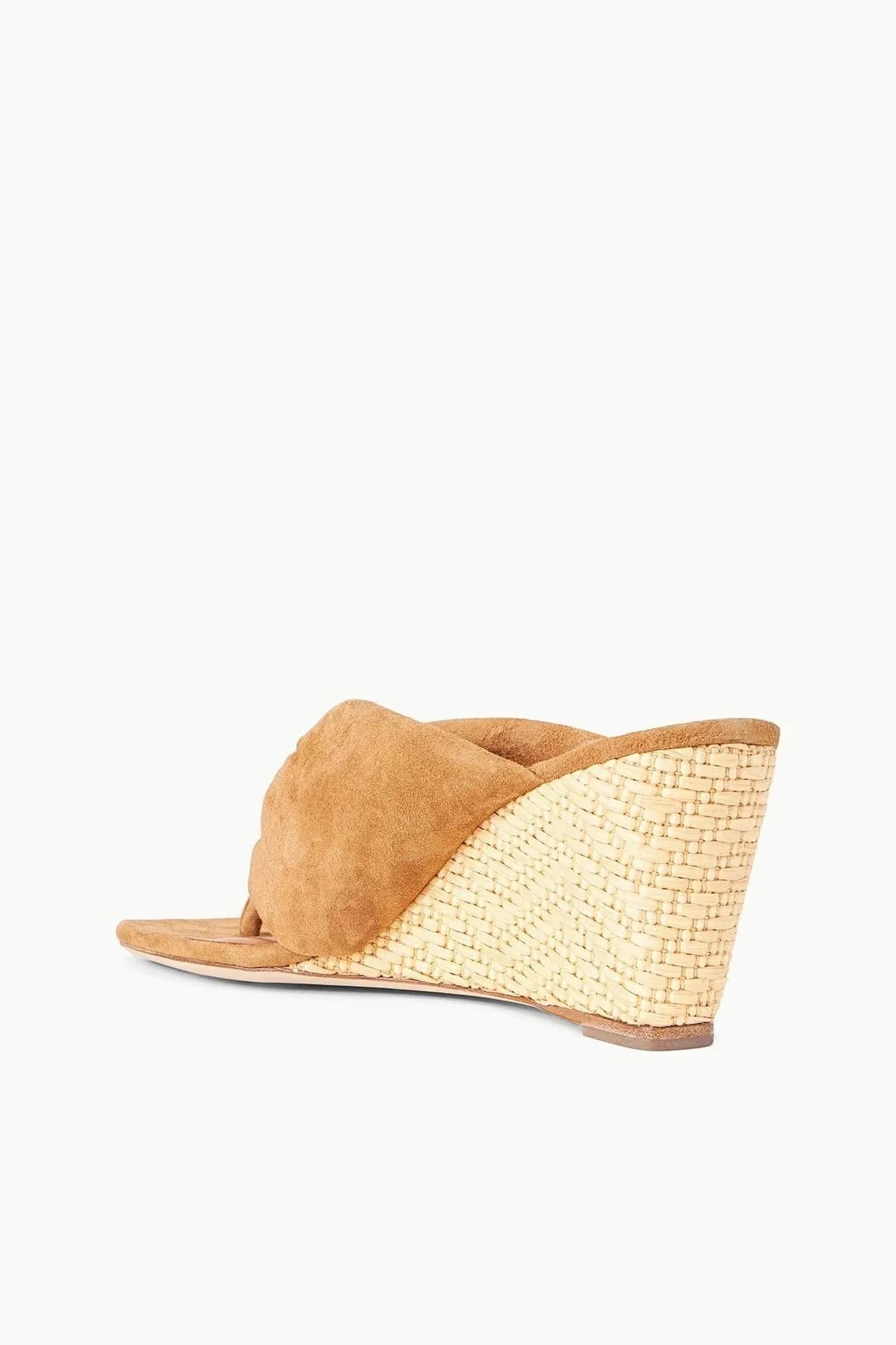STAUD - Dahlia Suede Wedge - Cashew/Natural Raffia