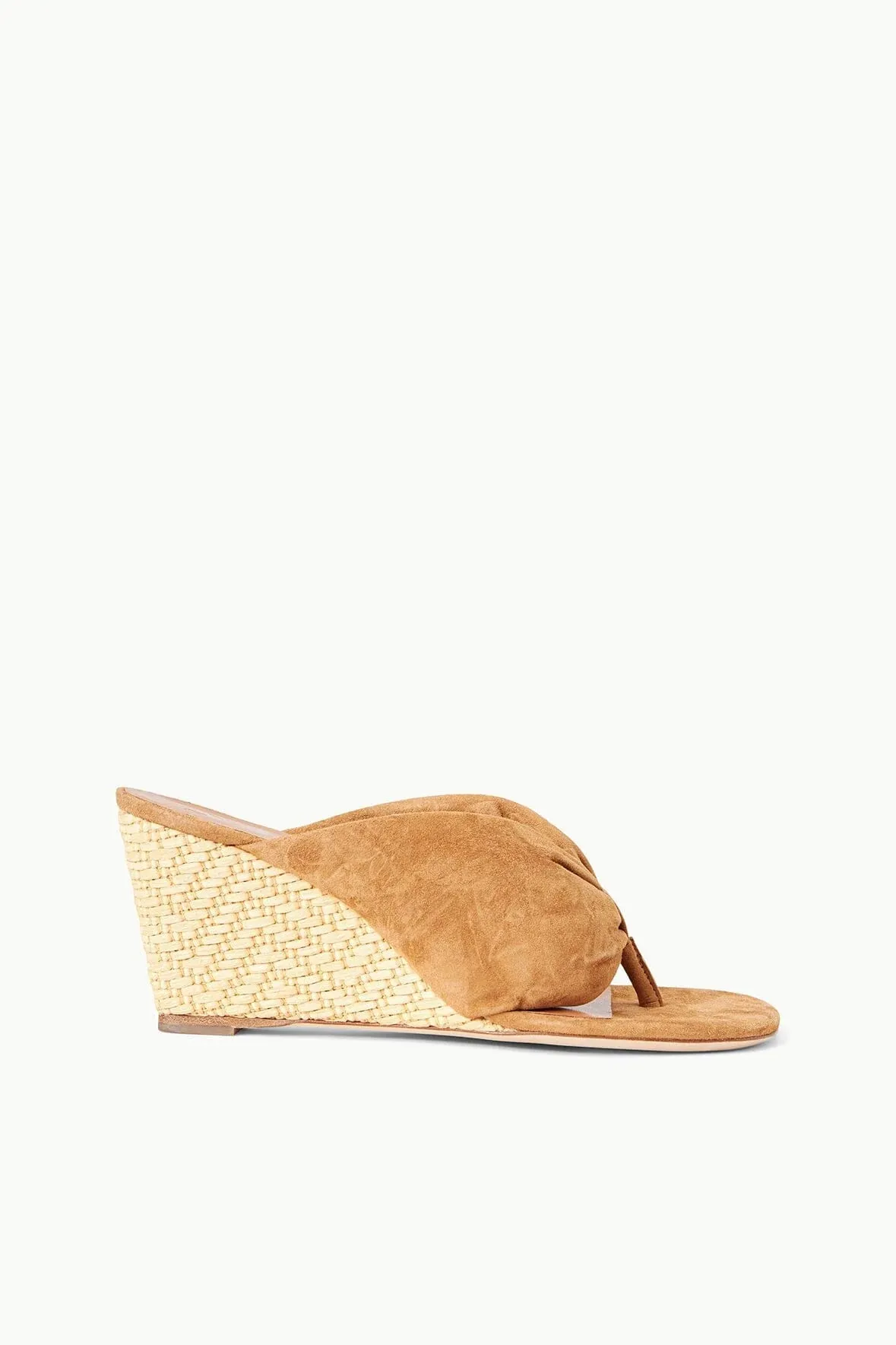STAUD - Dahlia Suede Wedge - Cashew/Natural Raffia