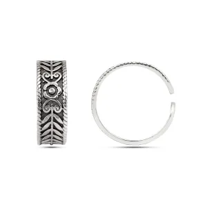 Sterling Silver Adjustable Engraved Vintage Oxidized Toe Ring